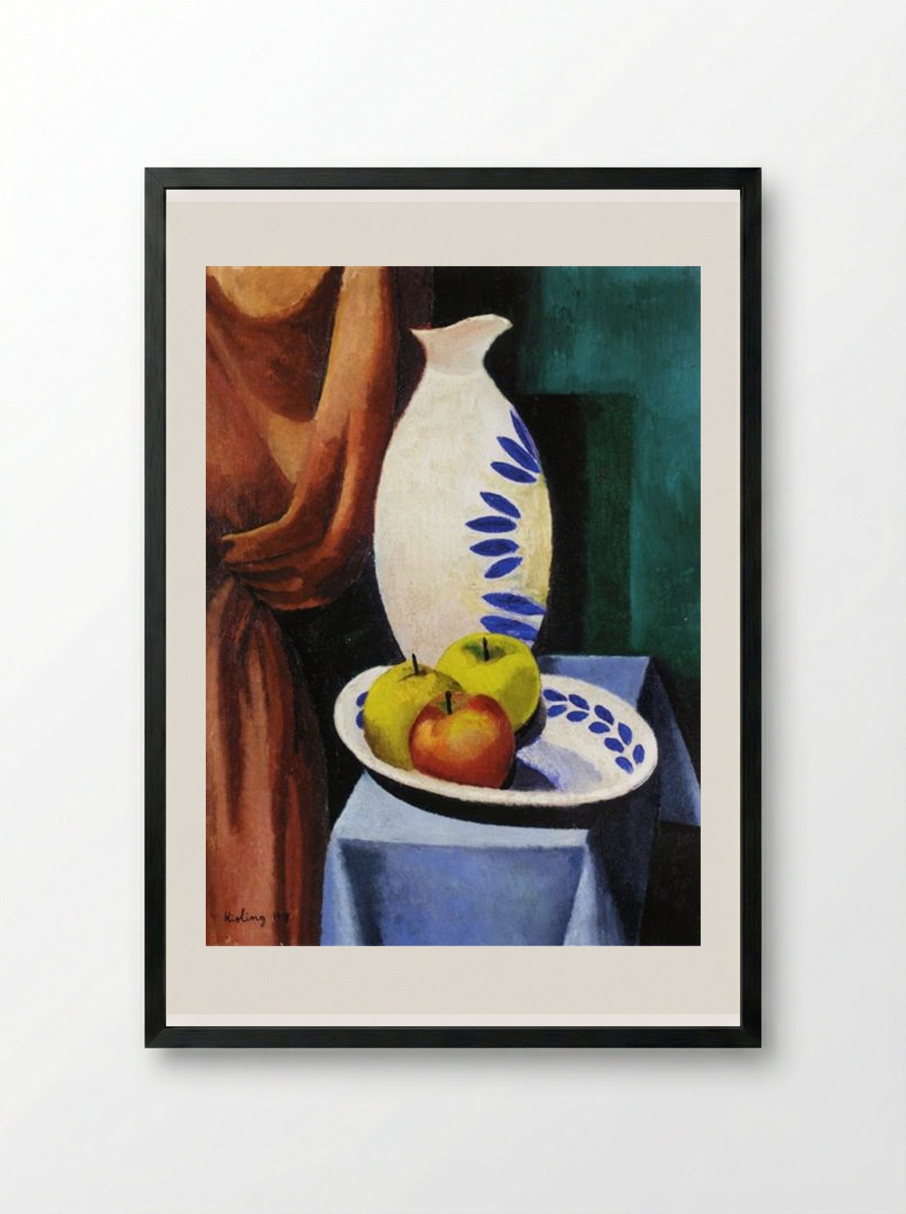Still Life with White Pitcher - Moïse Kisling - Framed Print Black