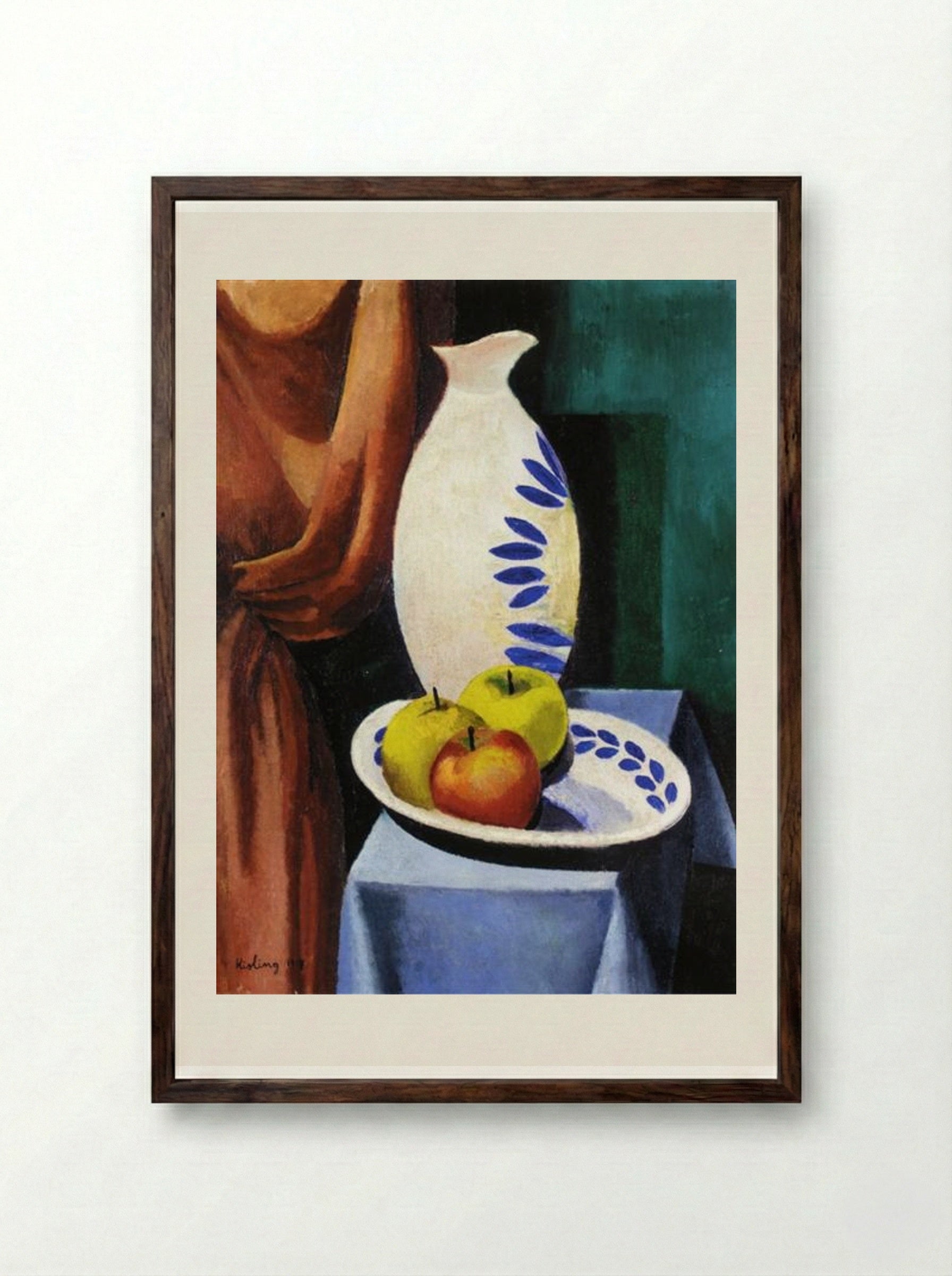 Still Life with White Pitcher - Moïse Kisling - Framed Print Dark Wood