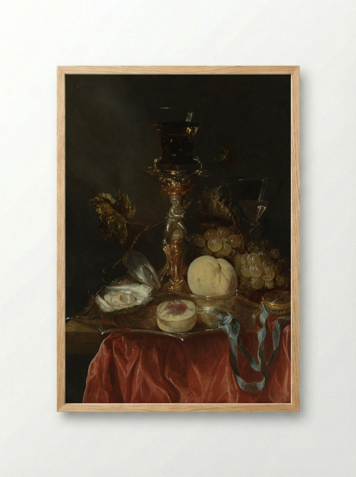 Still Life with a Gilt Silver Cup - Abraham van Beijeren - Framed Print Wood