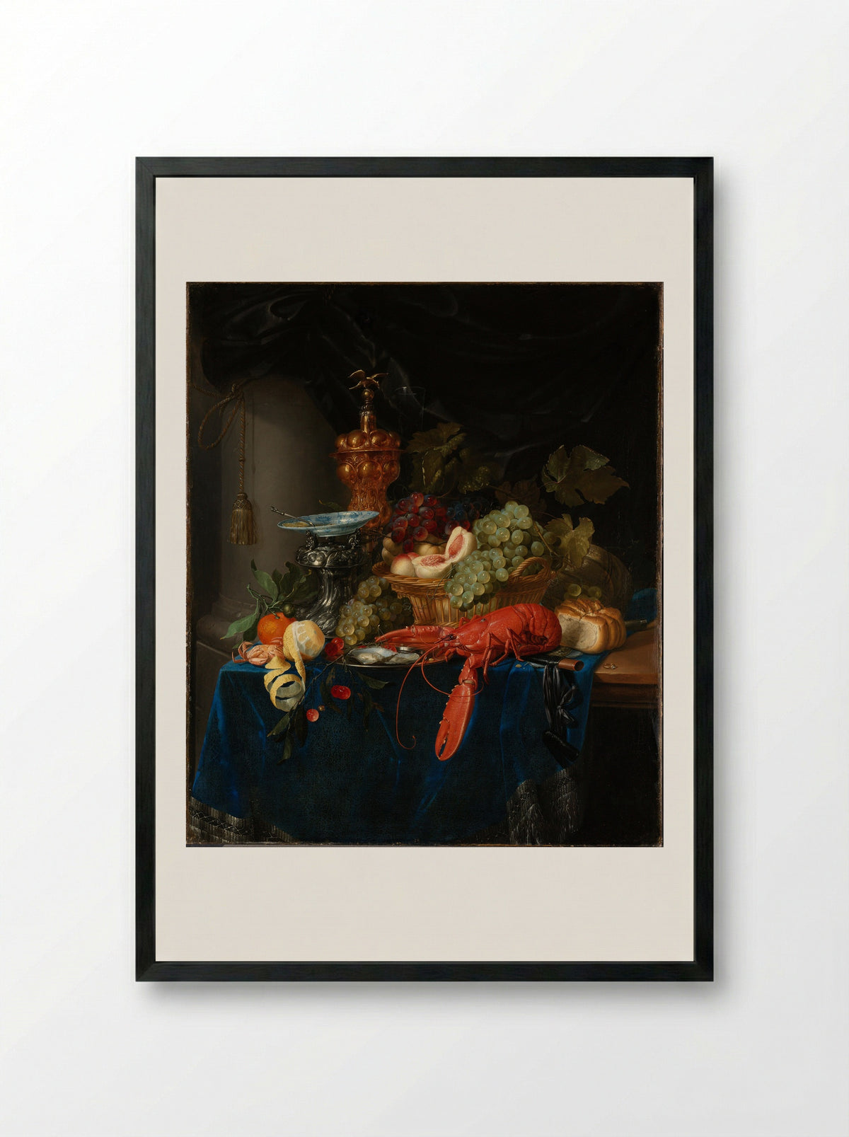 Still Life with a Golden Goblet - Pieter de Ring - Framed Print Black