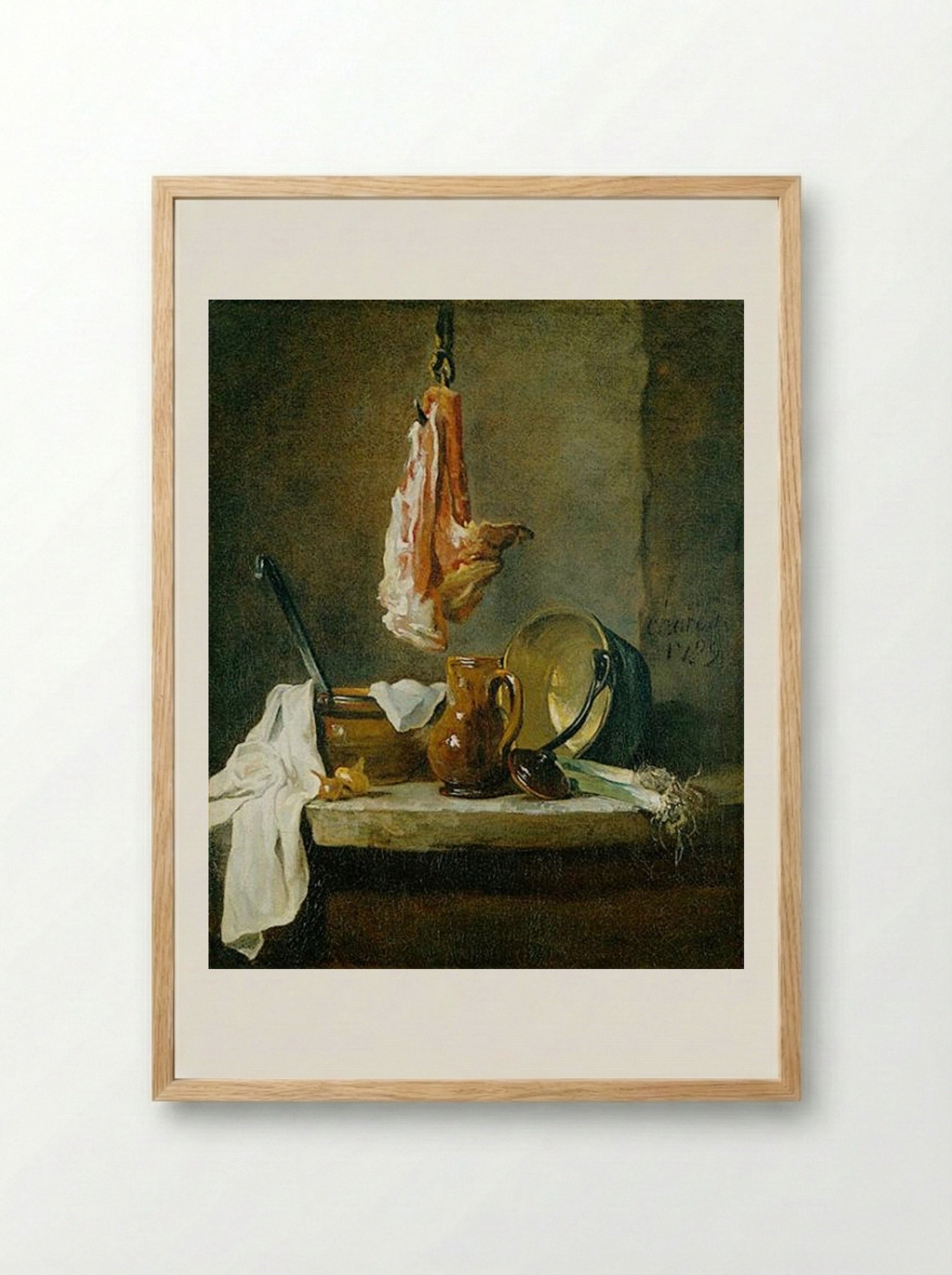 Still Life with a Rib of Beef - Jean-Baptiste-Siméon Chardin - Framed Print Wood