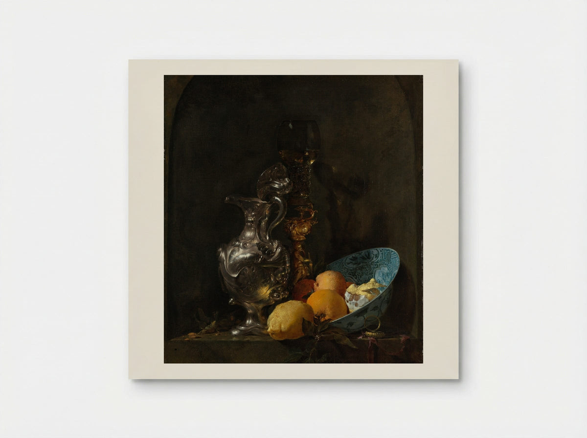 Still Life with a Silver Jug and a Porcelain Bowl - Willem Kalf - Poster