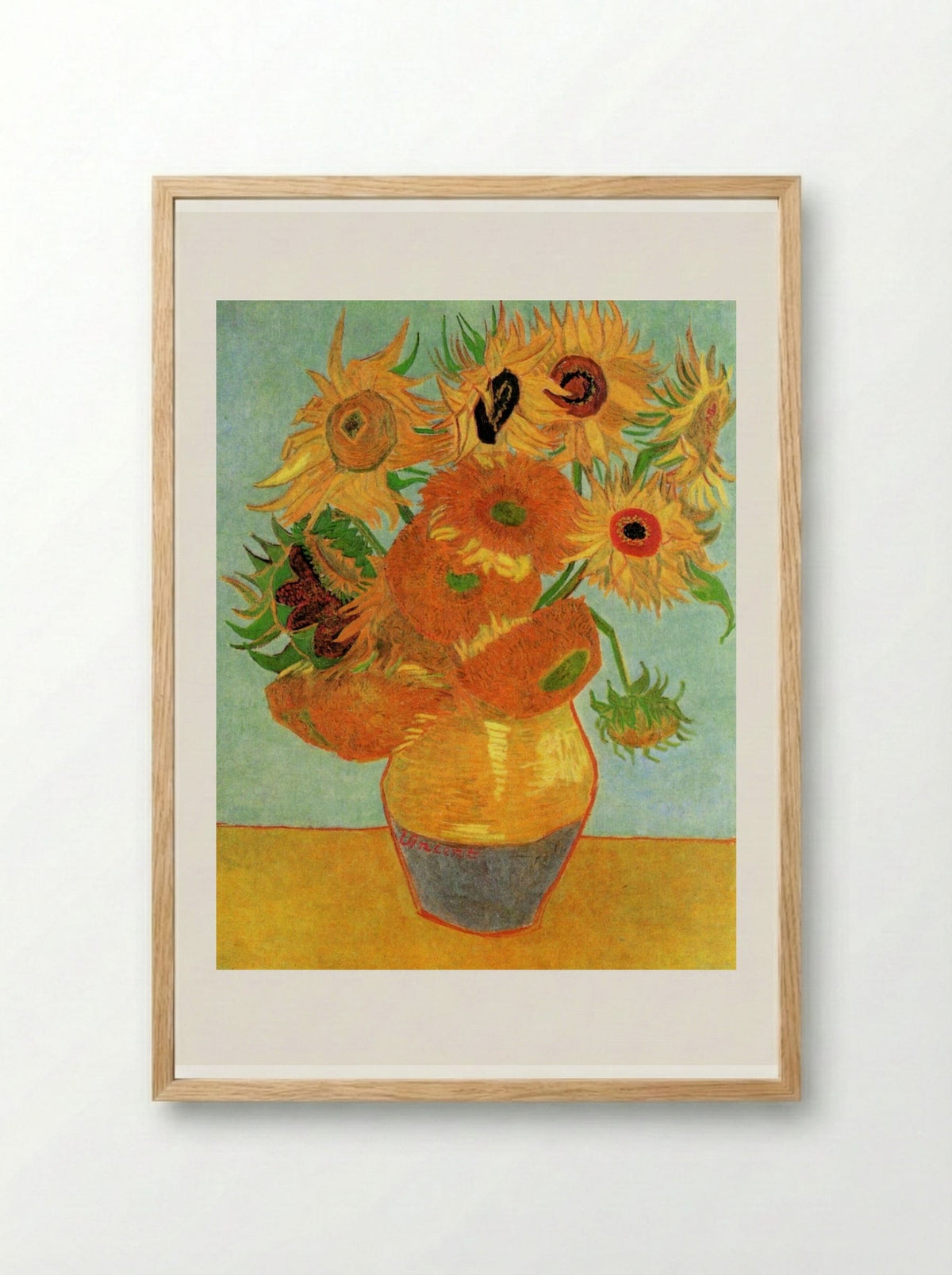 Still Life: Vase with Twelve Sunflowers - Vincent van Gogh - Framed Print Wood