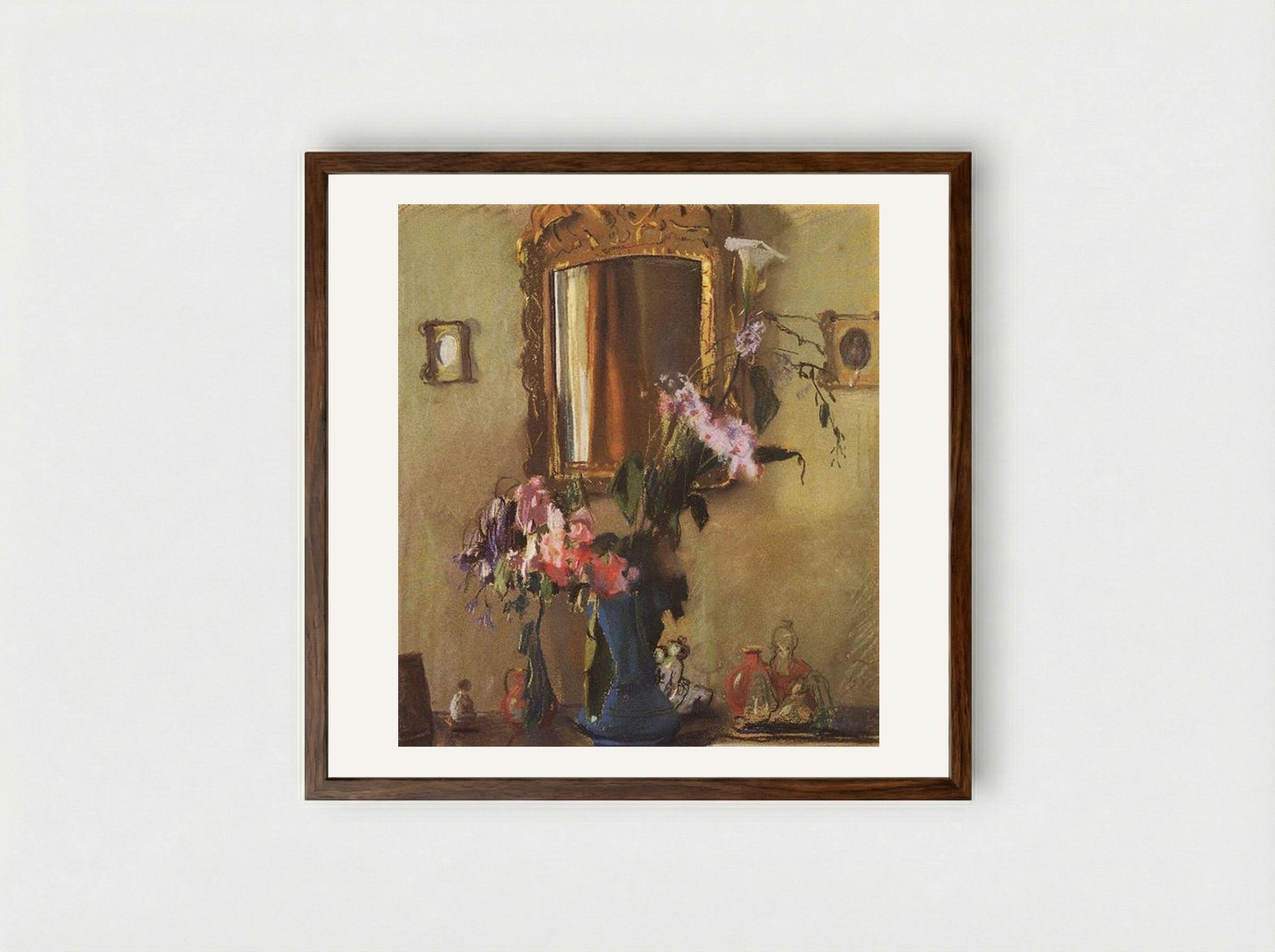 Still Life. Interior - Konstantin Somov - Framed Print Dark Wood