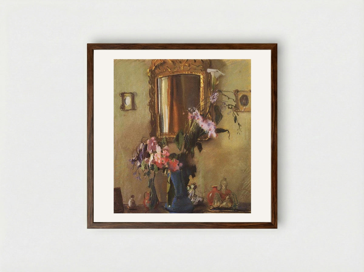 Still Life. Interior - Konstantin Somov - Framed Print Dark Wood