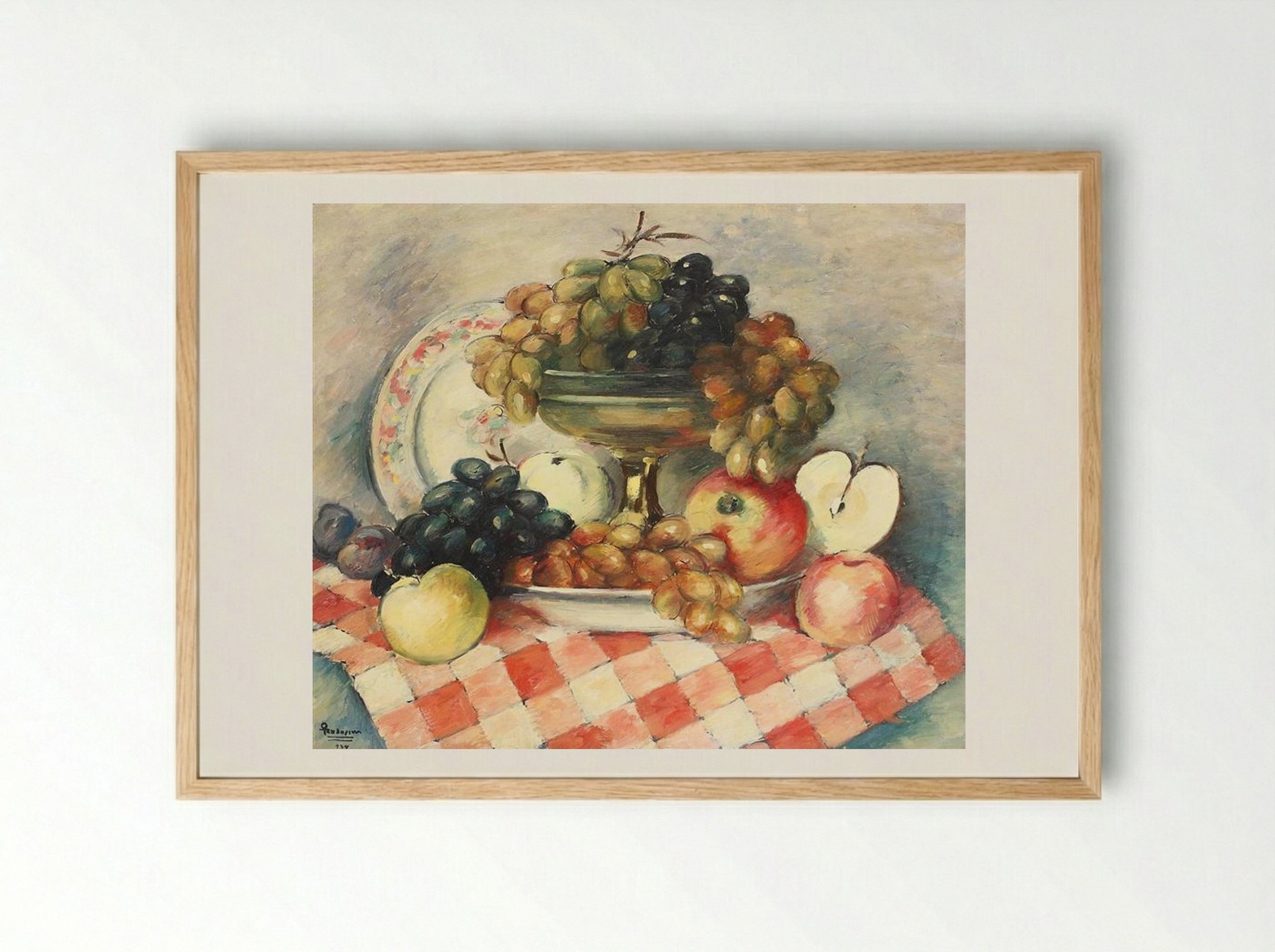 Still-life with Grapes and Apples - Ion Theodorescu-Sion - Framed Print Wood