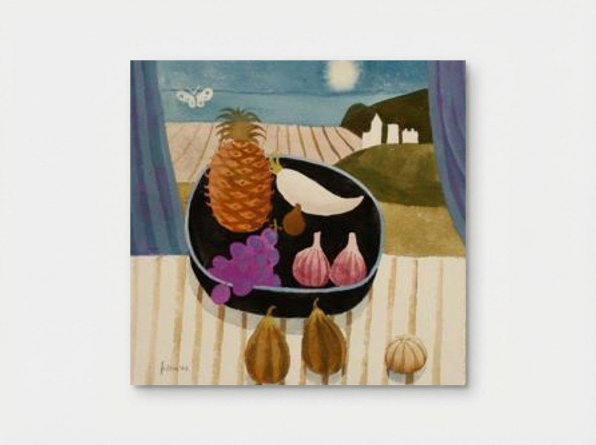 Still life with pineapple and butterfly - Mary Fedden - Poster