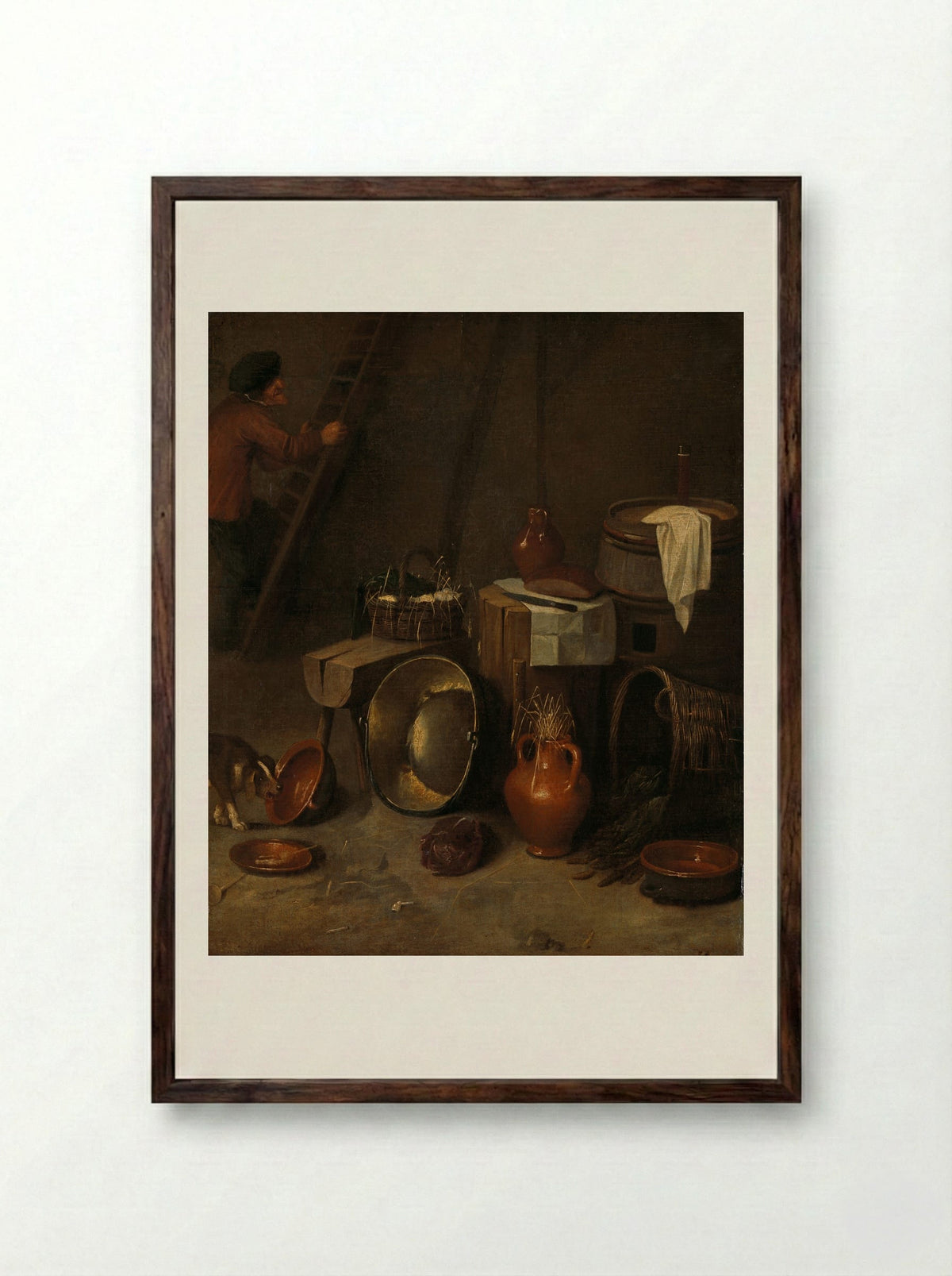 Stilleven in een stal - Hendrik Potuyl - Framed Print Dark Wood