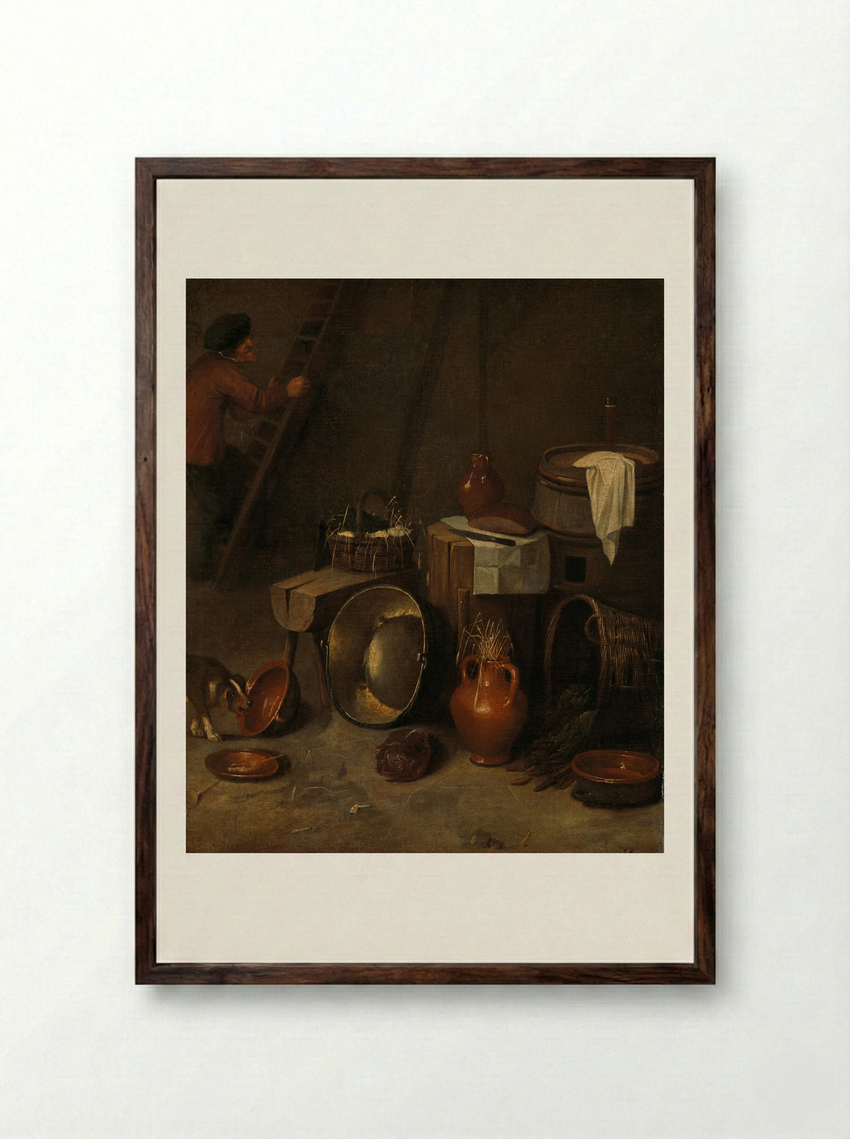 Stilleven in een stal - Hendrik Potuyl - Framed Print Dark Wood