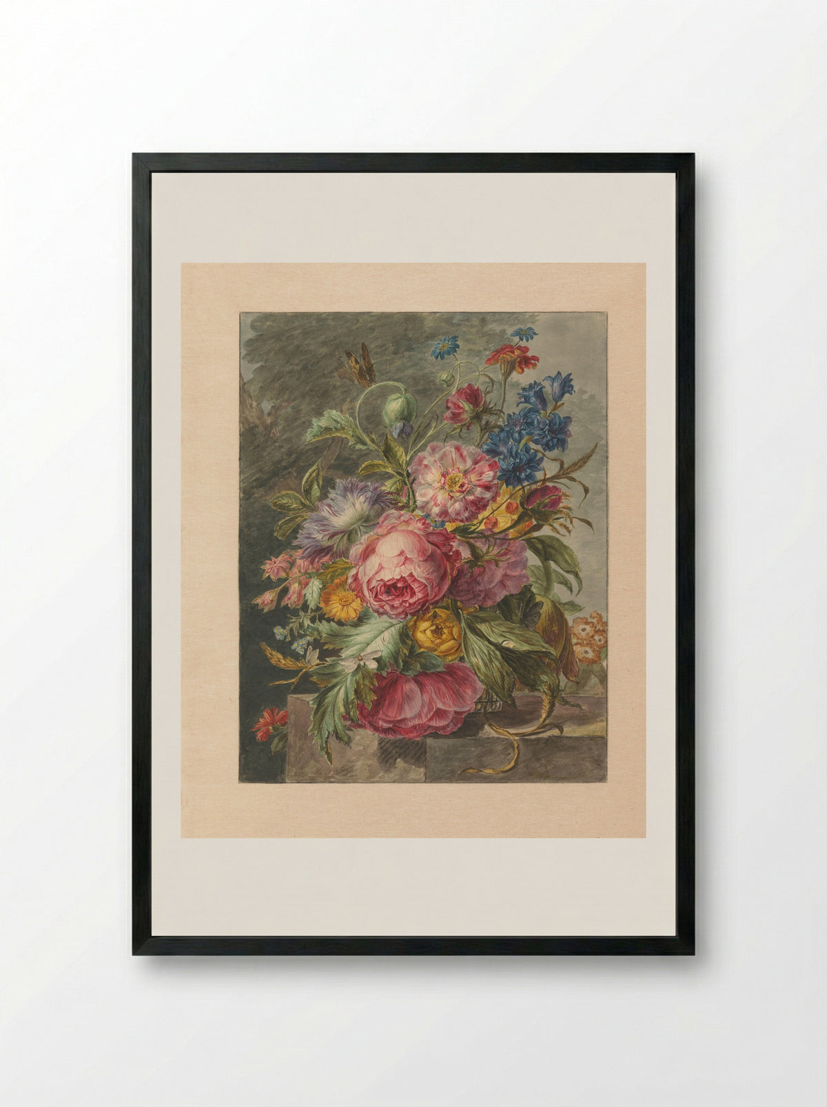Stilleven met bloemen - Jan Evert Morel (I) - Framed Print Black