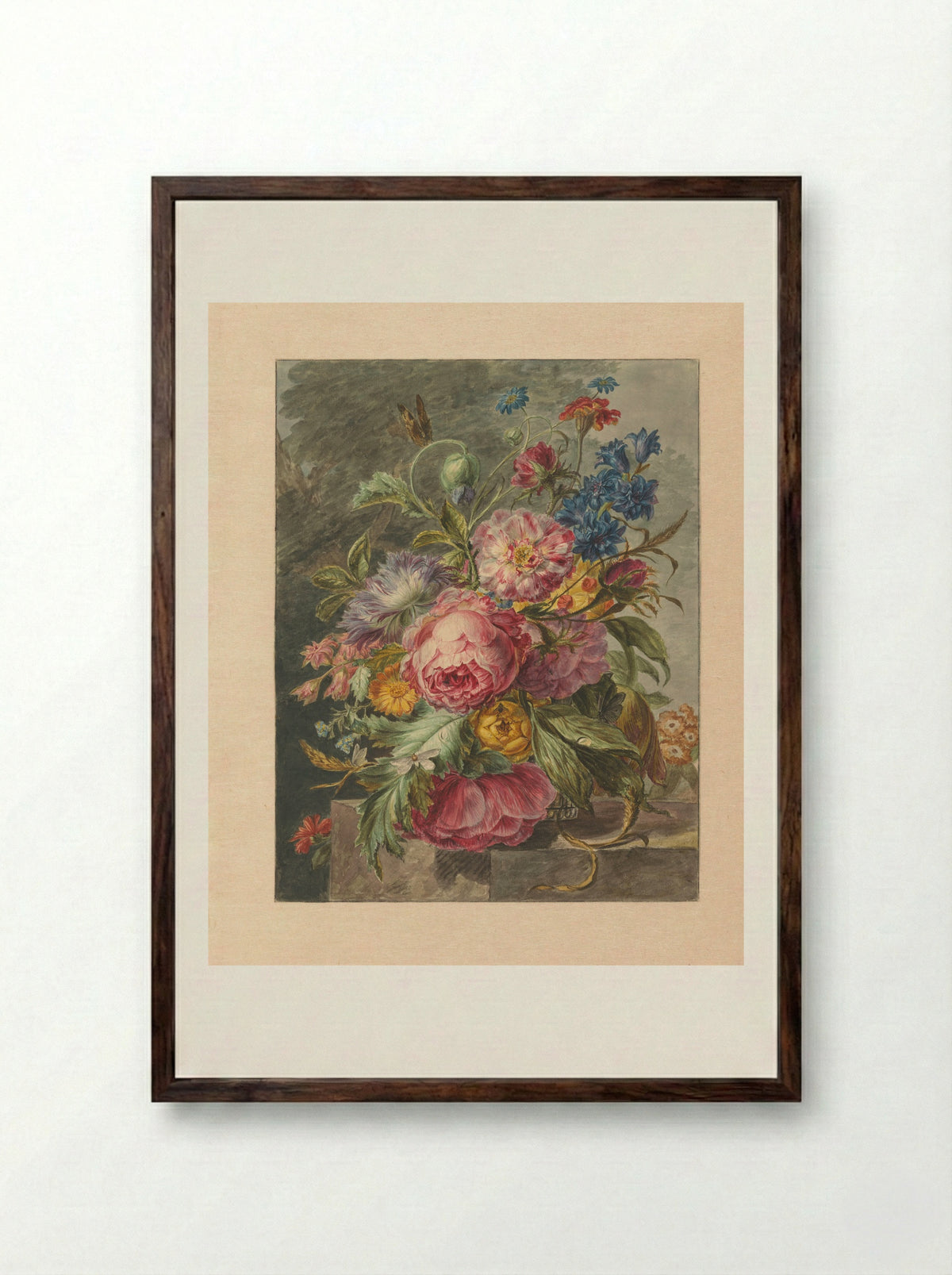 Stilleven met bloemen - Jan Evert Morel (I) - Framed Print Dark Wood
