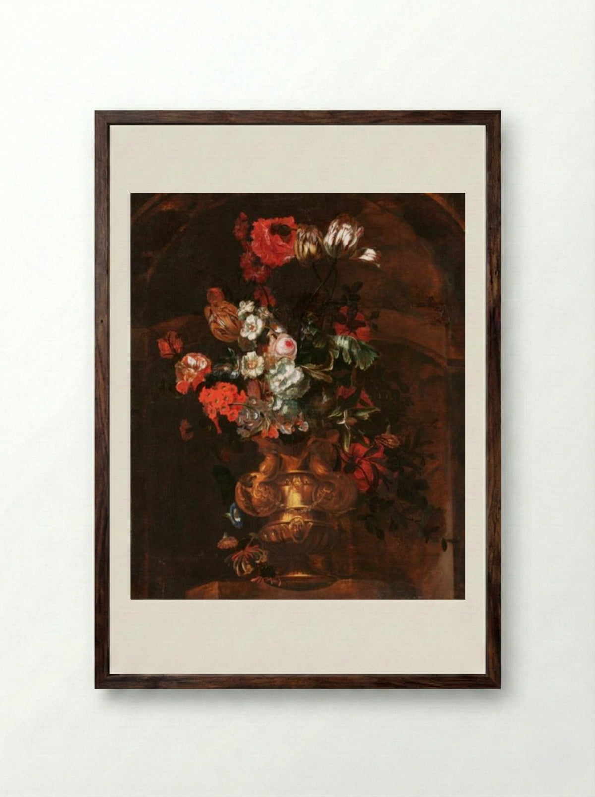 Stilleven met bloemen - Jacob Campo Weyerman - Framed Print Dark Wood