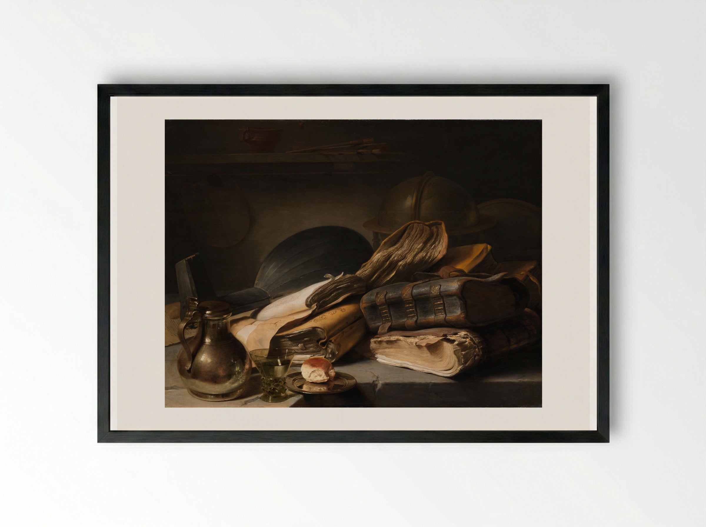 Stilleven met boeken - Jan Lievens - Framed Print Black