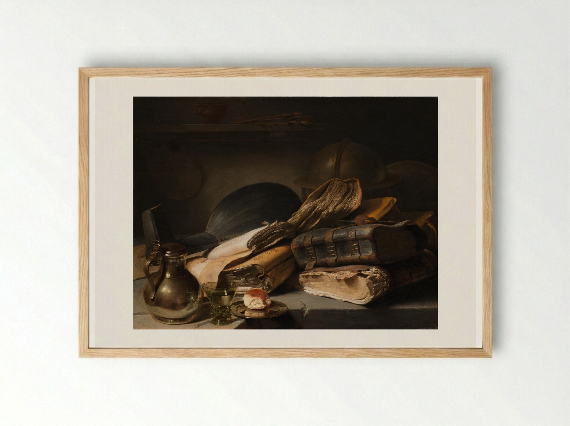 Stilleven met boeken - Jan Lievens - Framed Print Wood