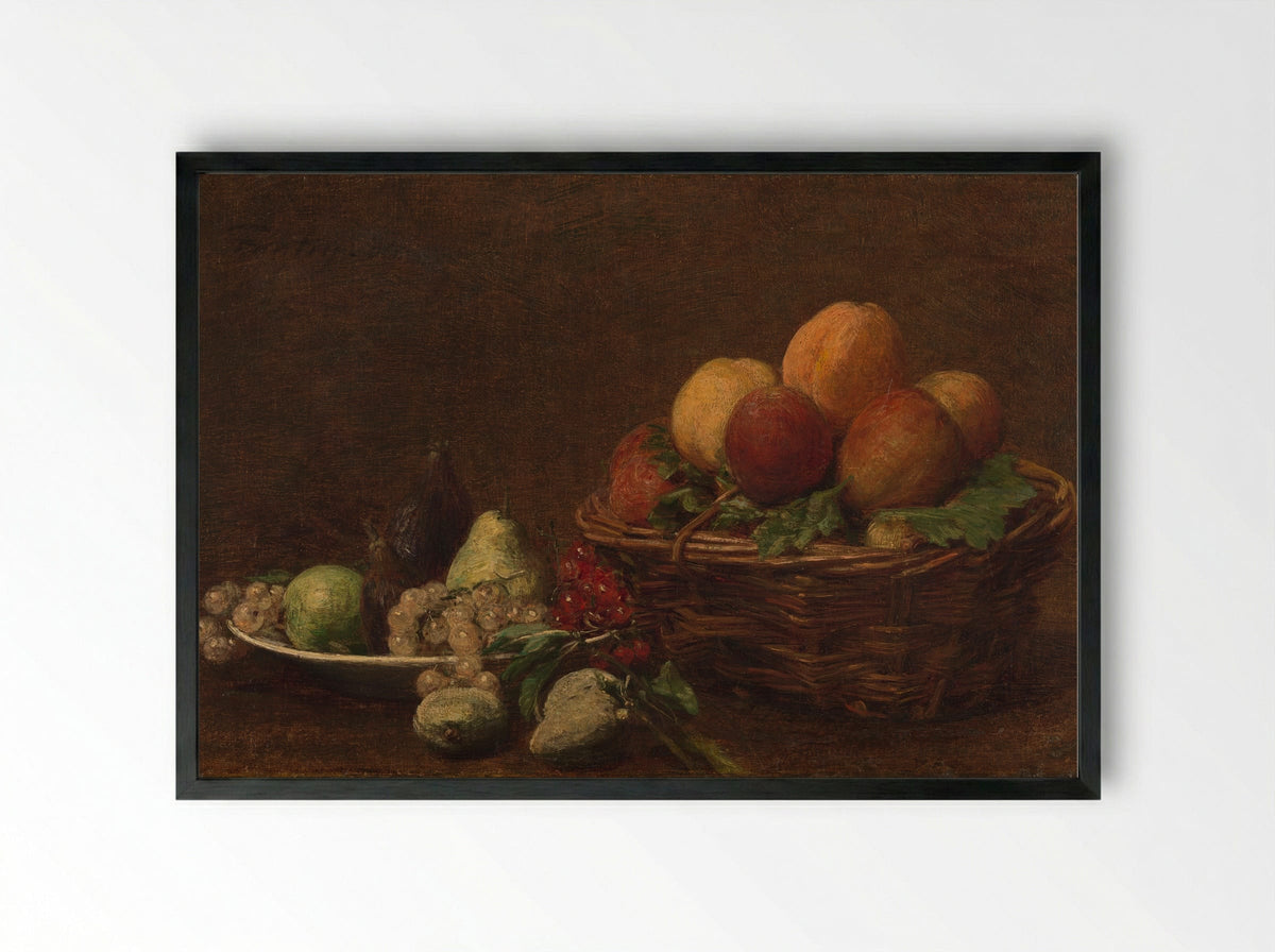 Stilleven met fruit - Henri Fantin-Latour - Framed Print Black