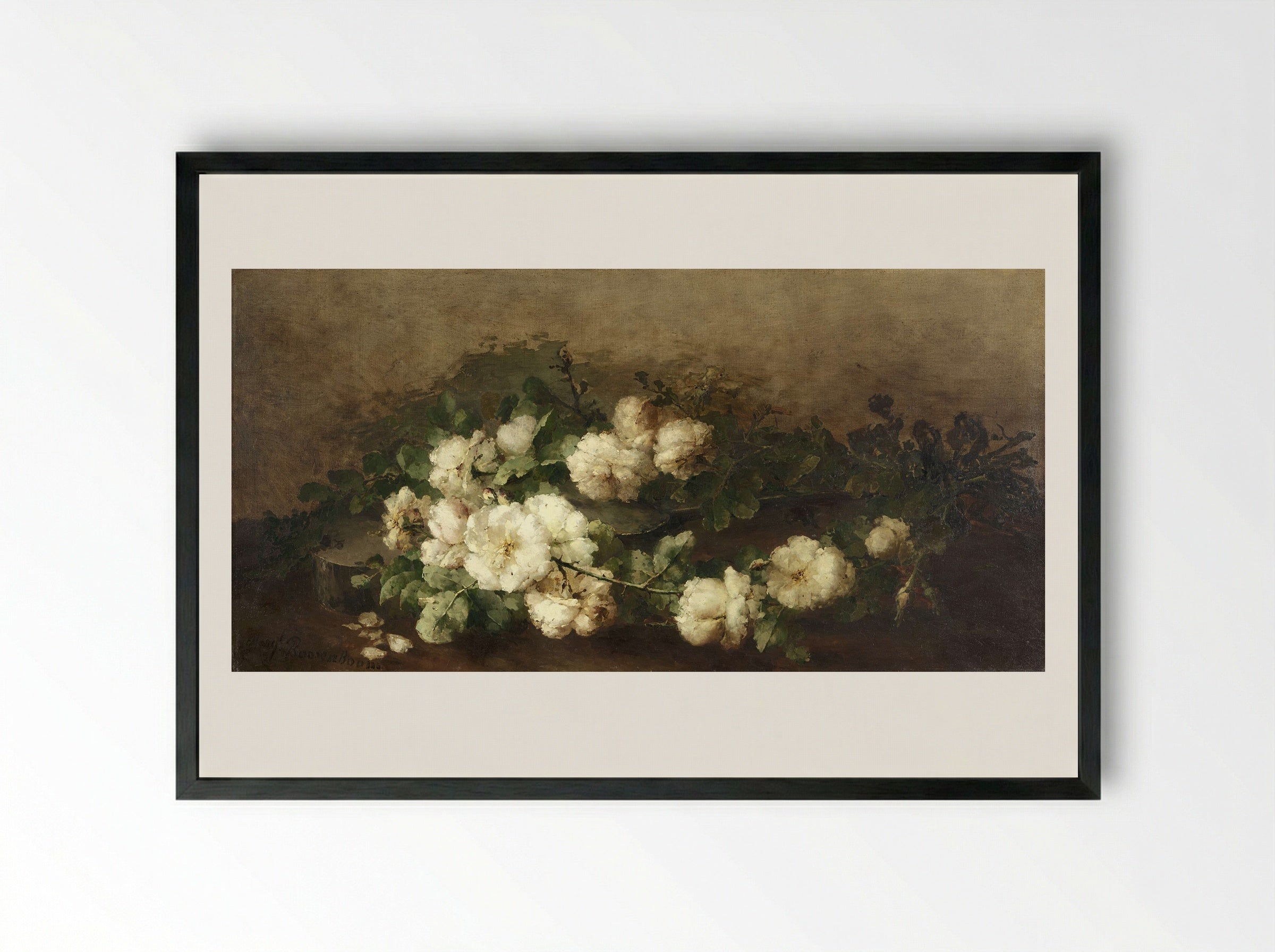 Stilleven met gitaar en rozen - Margaretha Roosenboom - Framed Print Black