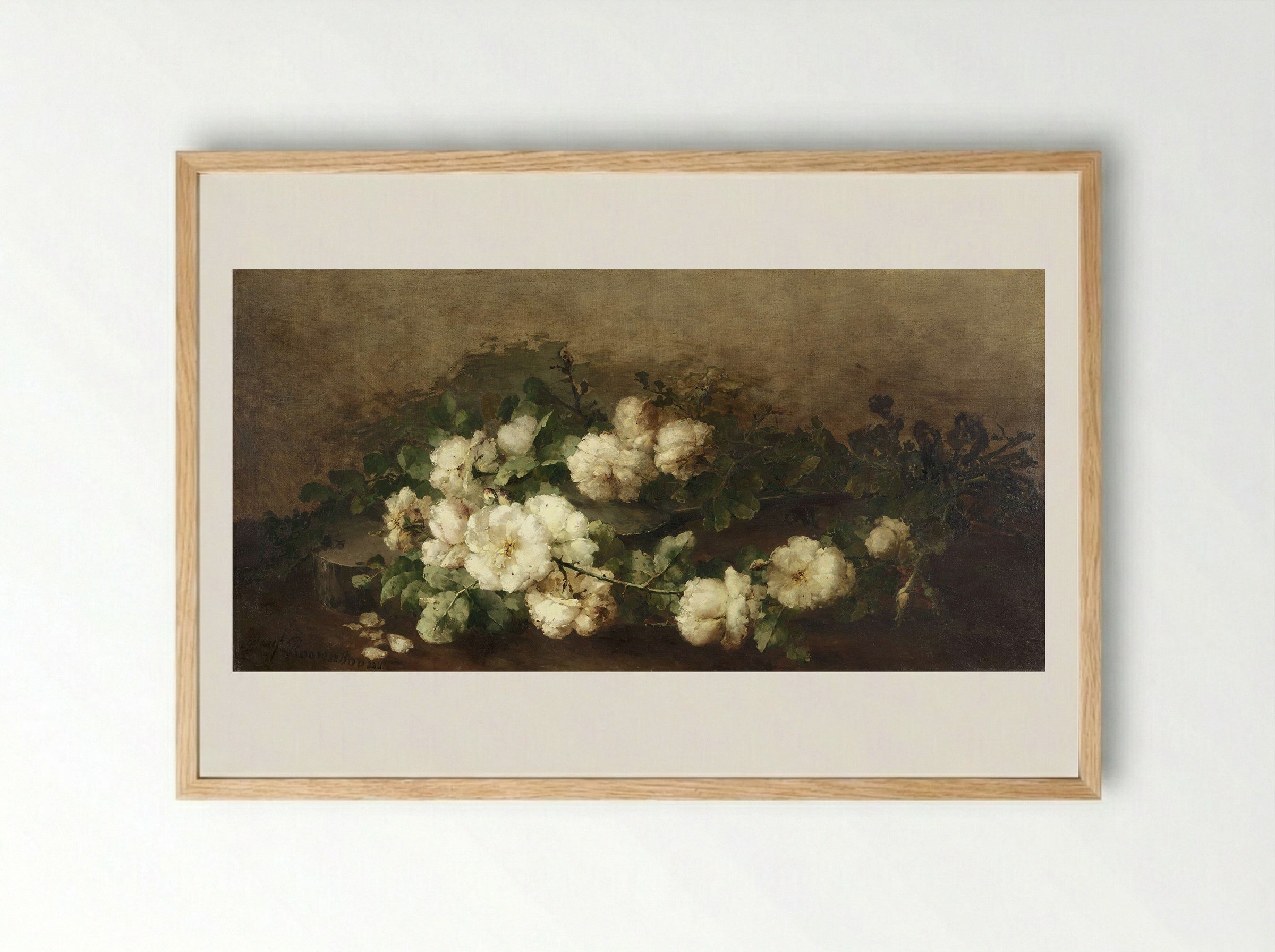 Stilleven met gitaar en rozen - Margaretha Roosenboom - Framed Print Wood