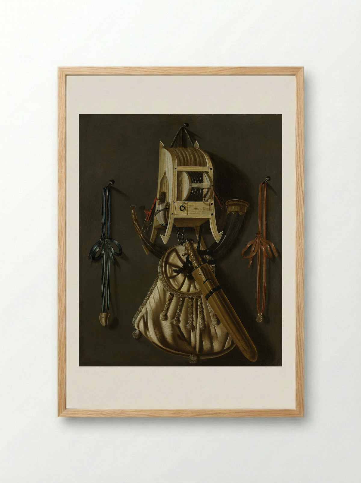 Stilleven met jachtgerei - Johannes Leemans - Framed Print Wood