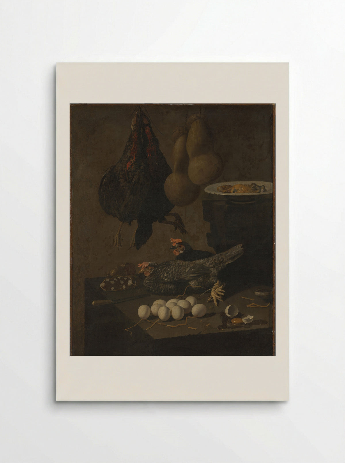 Stilleven met kippen en eieren - Giovanni Battista Recco - Poster