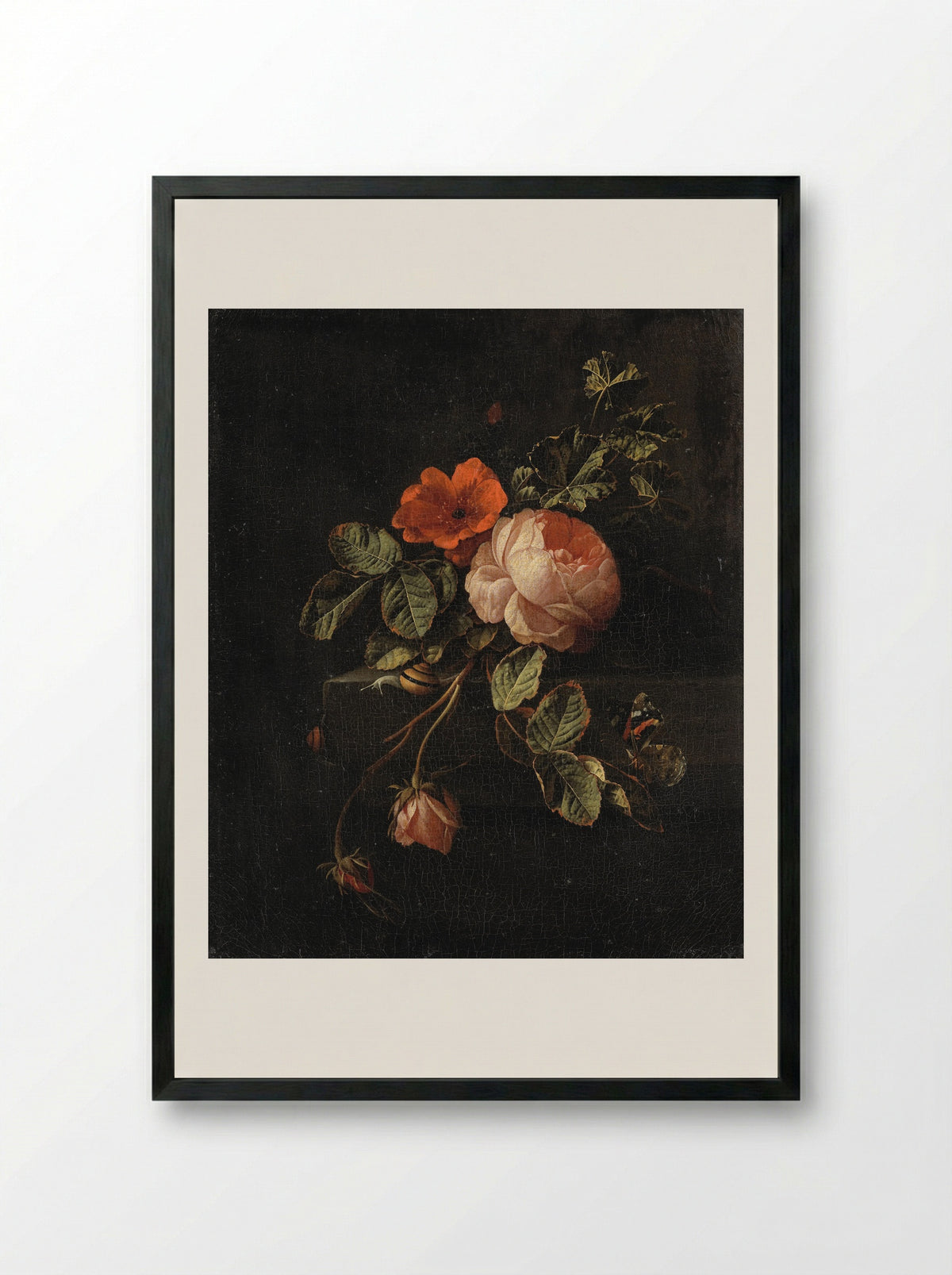 Stilleven met rozen - Elias van den Broeck - Framed Print Black