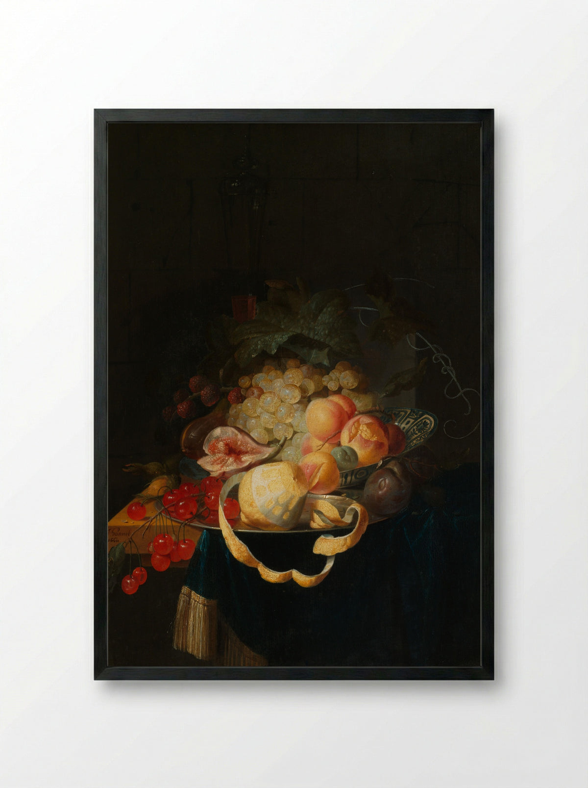 Stilleven met vruchten - Johannes Hannot - Framed Print Black