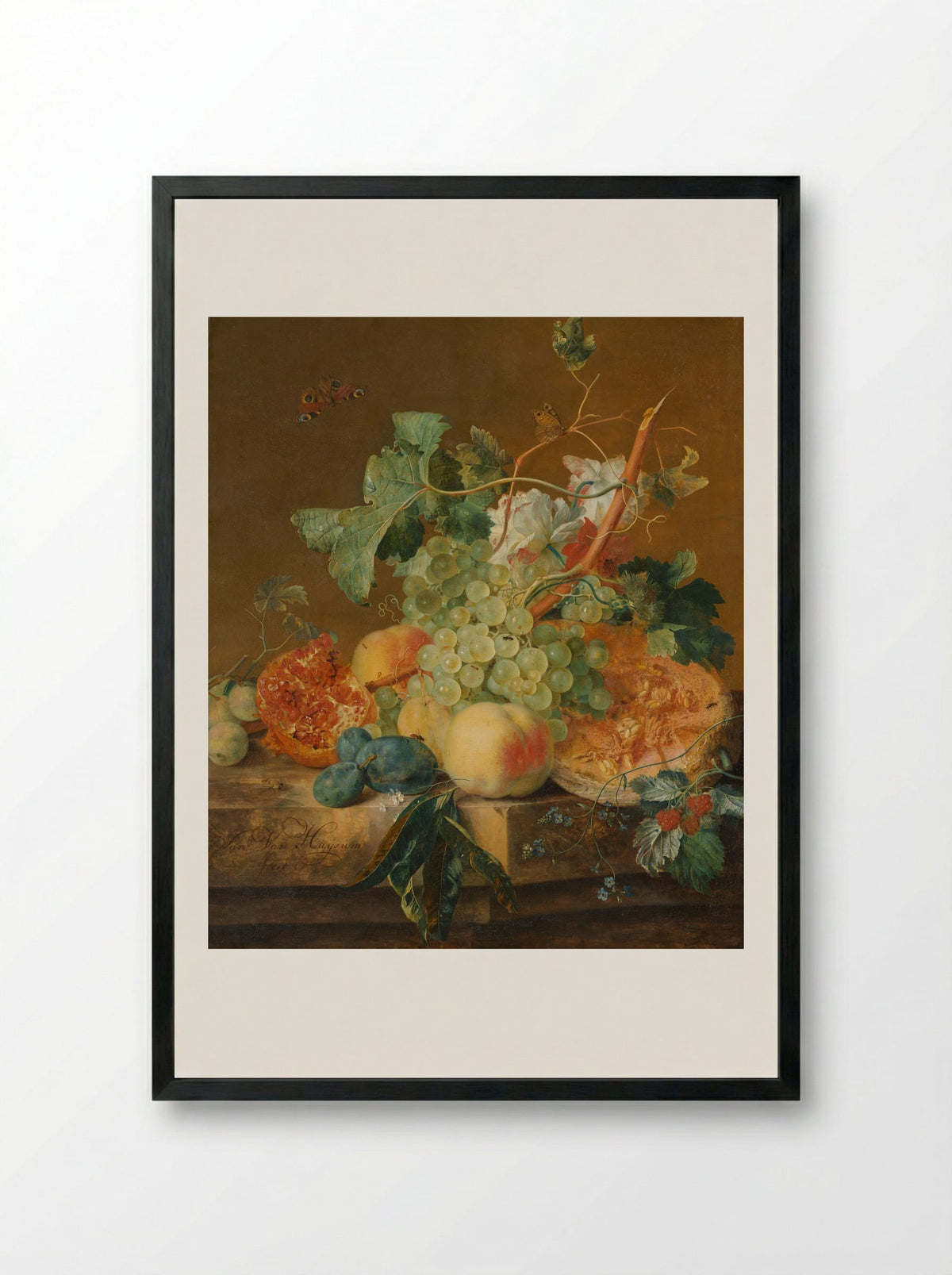 Stilleven met vruchten - Jan van Huysum - Framed Print Black