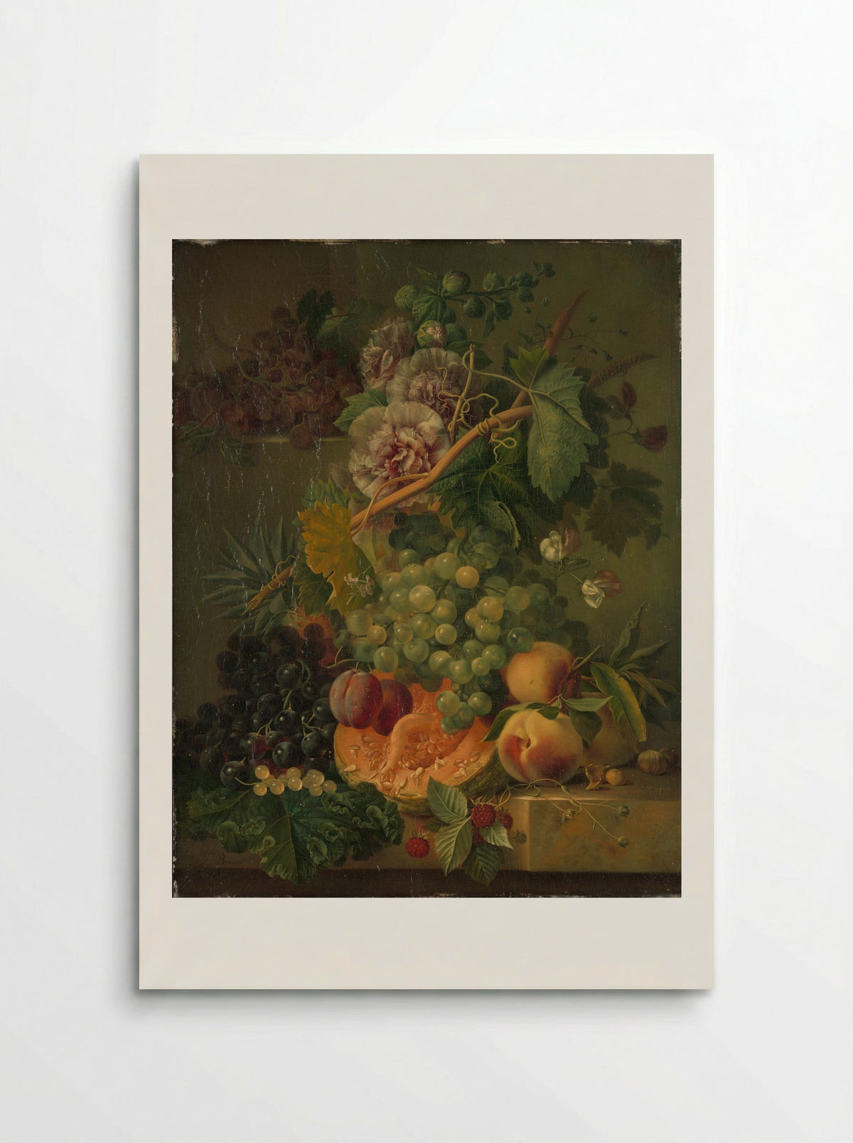 Stilleven van bloemen en vruchten - Albertus Jonas Brandt - Poster