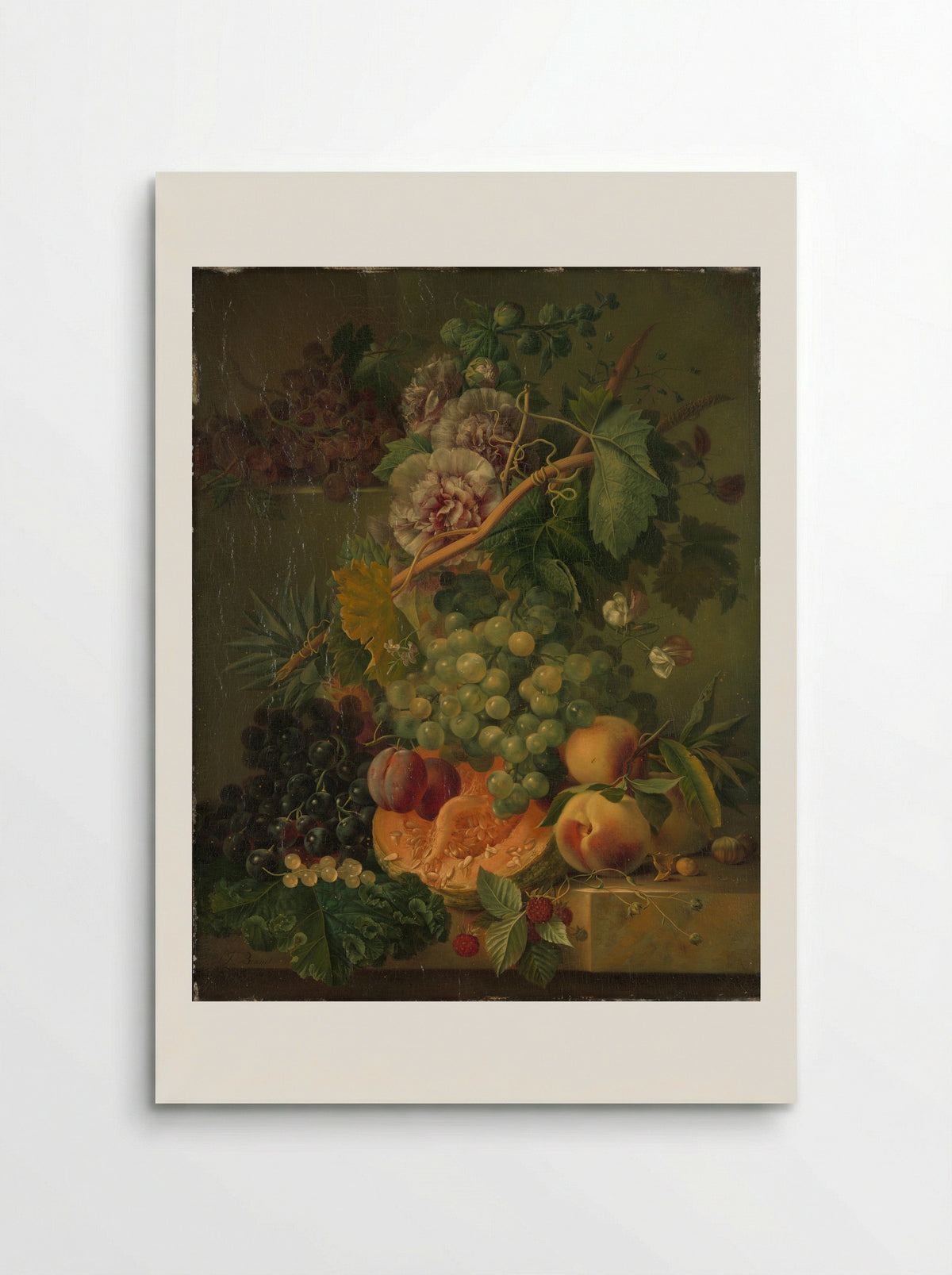 Stilleven van bloemen en vruchten - Albertus Jonas Brandt - Poster
