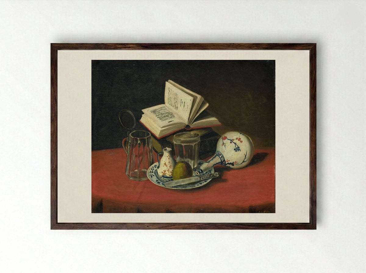 Stilleven - J. de Clercq - Framed Print Dark Wood