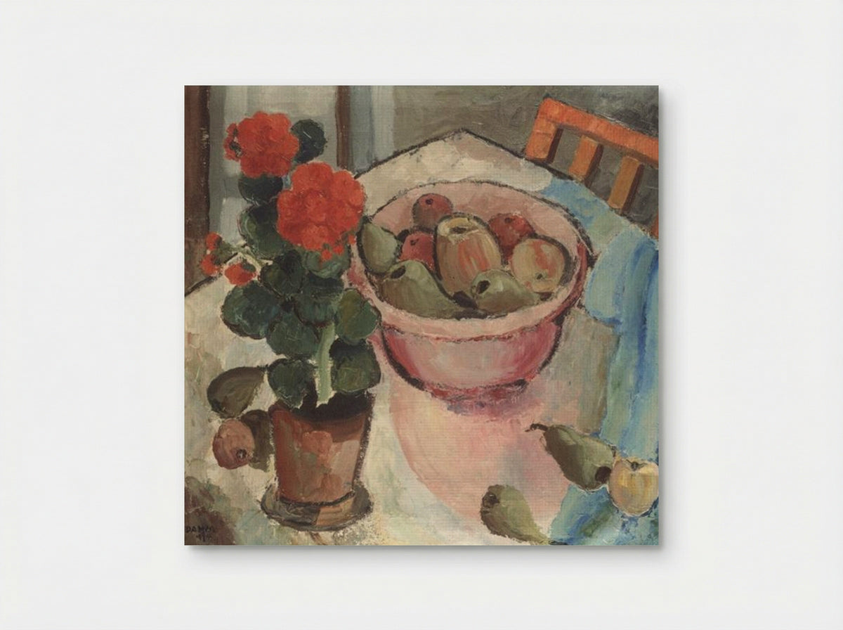 Stillleben mit Geranien und Schale - Helen Dahm - Poster