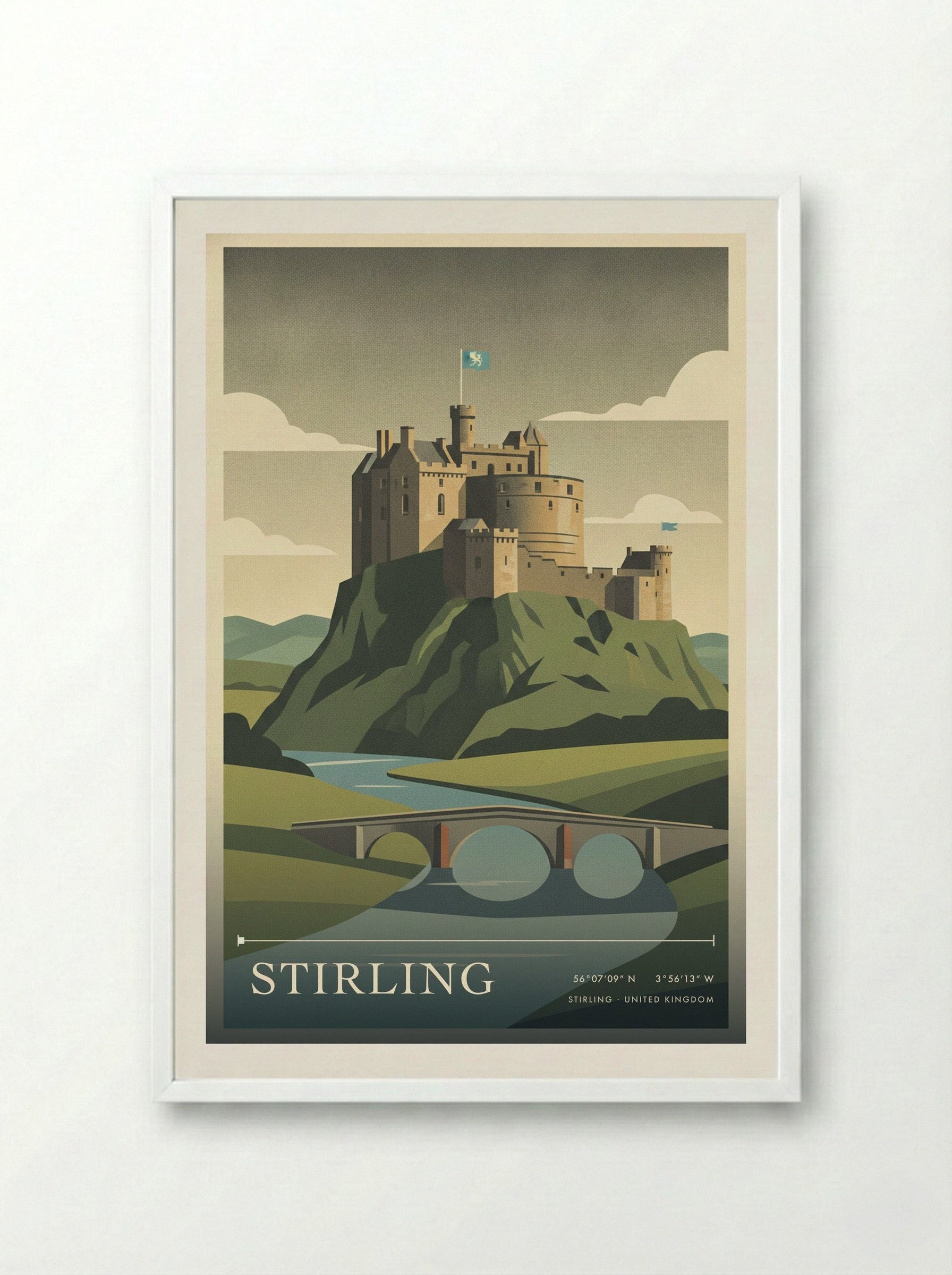 Stirling United Kingdom Travel Poster - Framed Print White