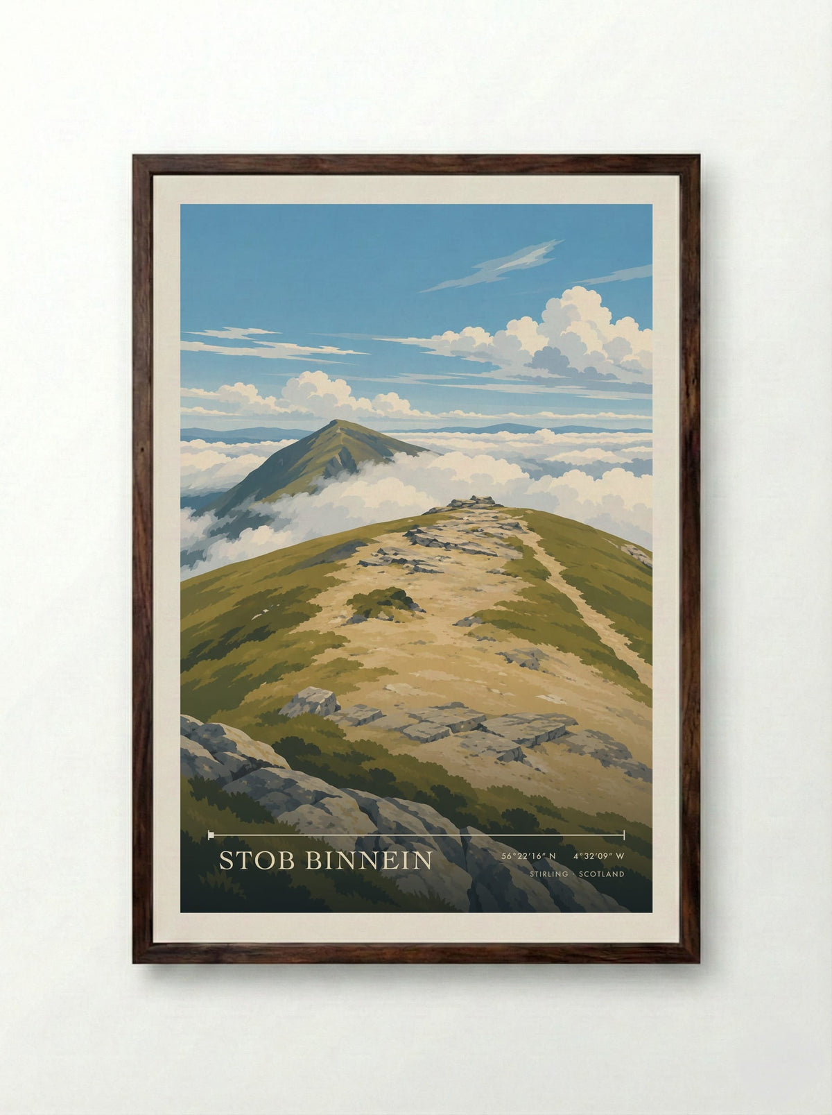 Stob Binnein, Stirling | Travel Poster - Framed Print Dark Wood