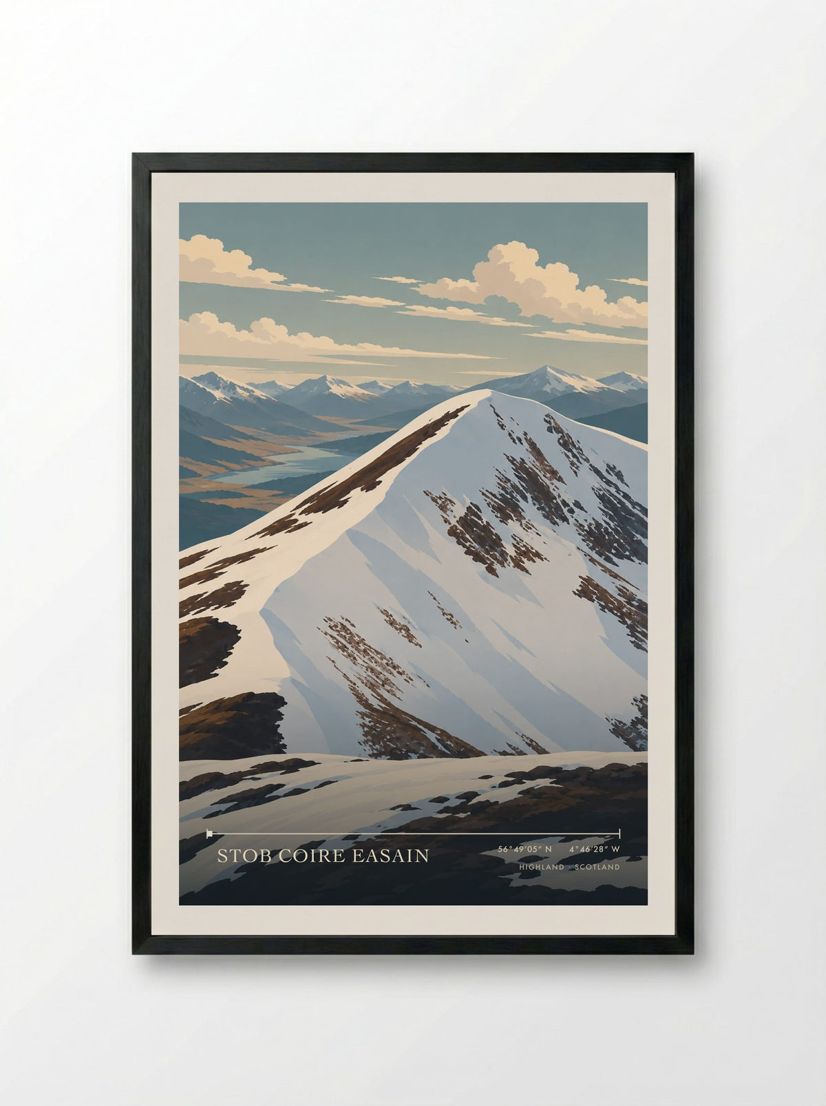 Stob Coire Easain, Highland | Travel Poster - Framed Print Black