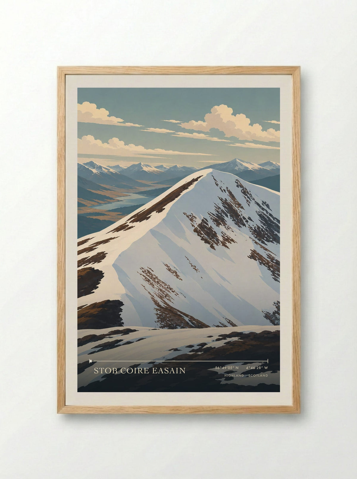Stob Coire Easain, Highland | Travel Poster - Framed Print Wood