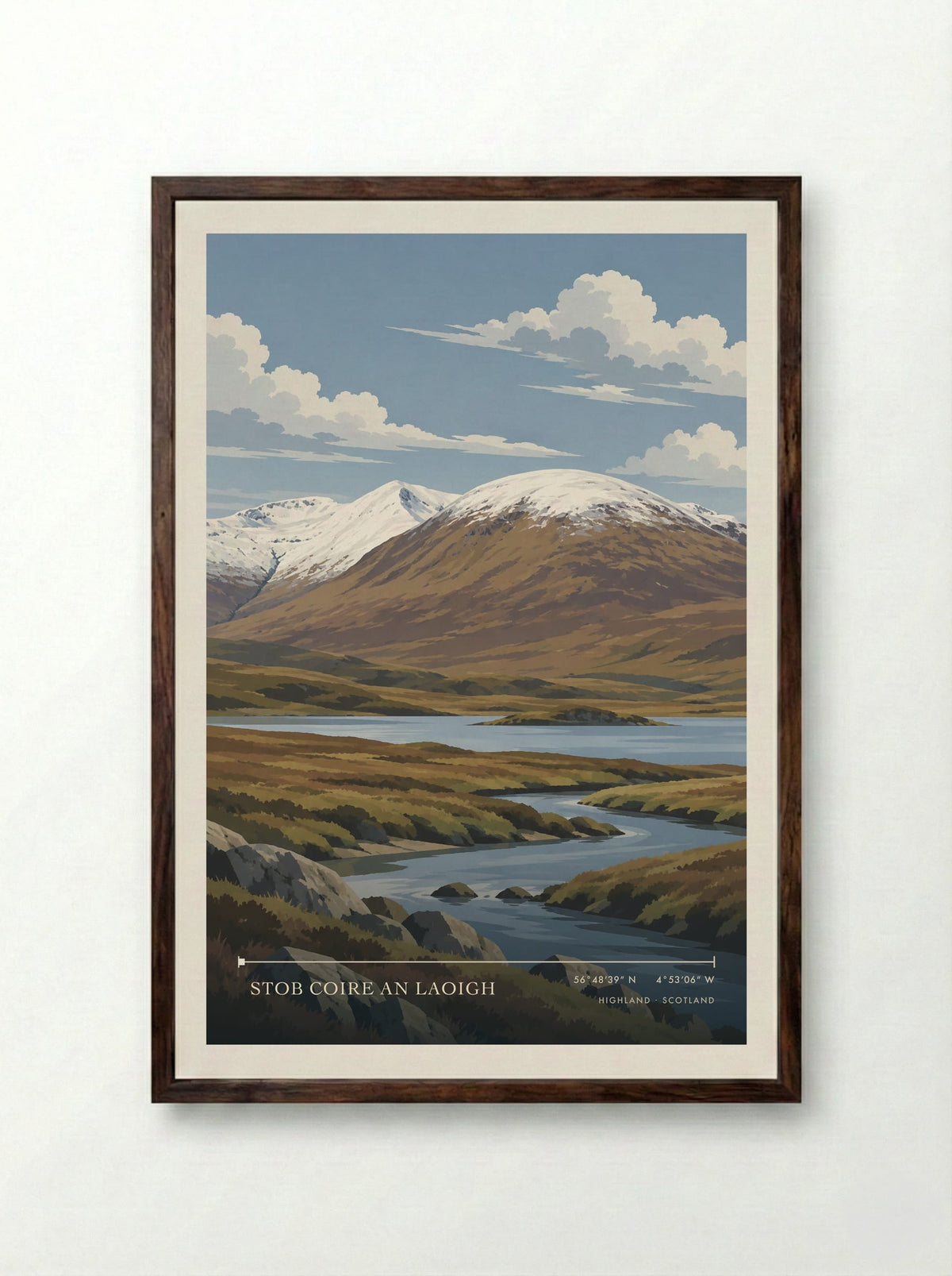 Stob Coire an Laoigh, Highland | Travel Poster - Framed Print Dark Wood