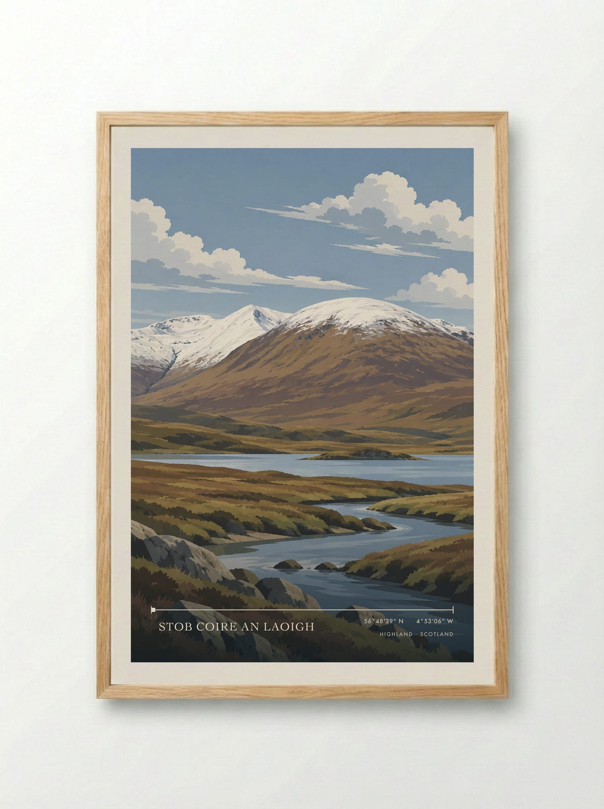 Stob Coire an Laoigh, Highland | Travel Poster - Framed Print Wood