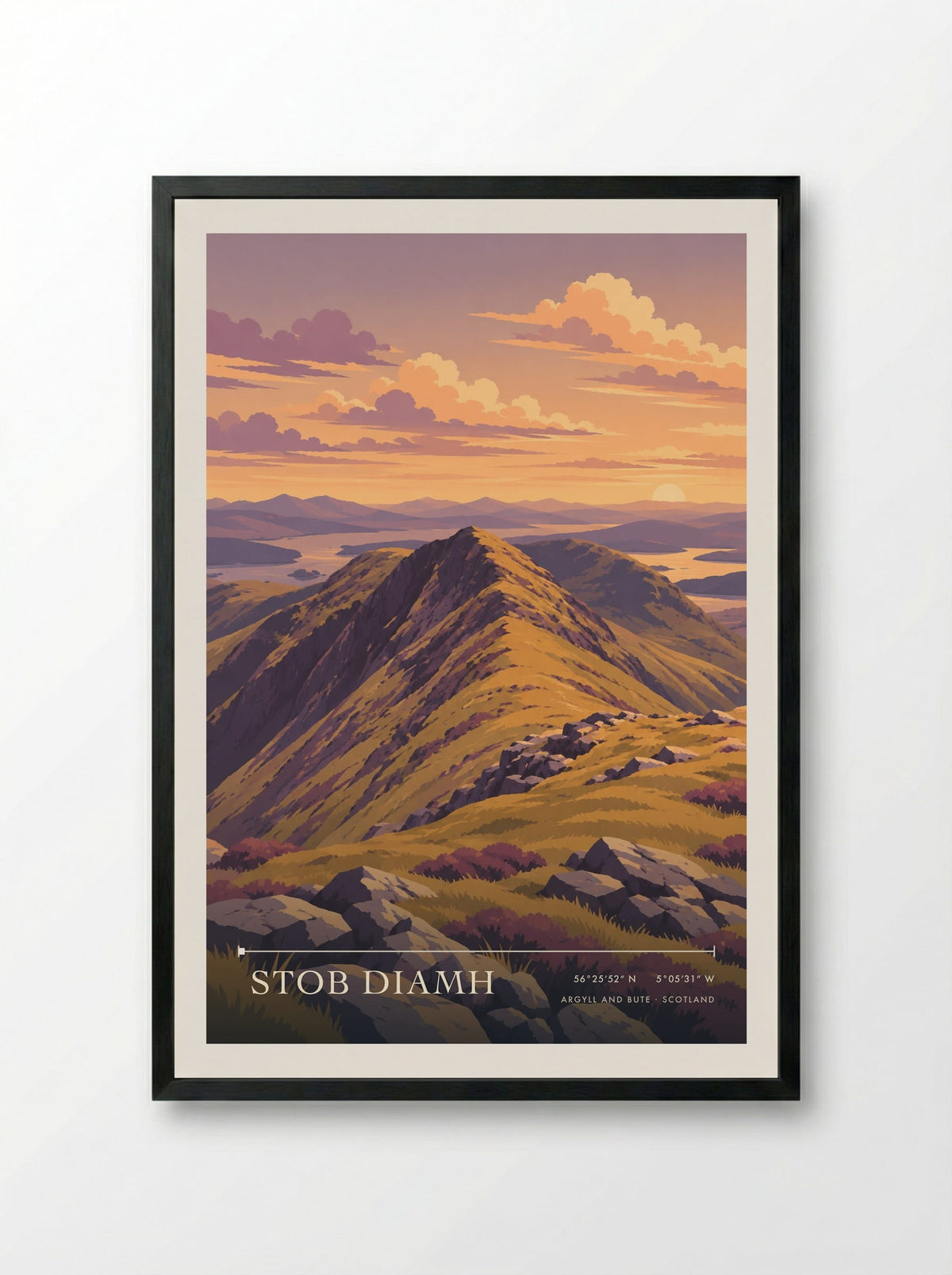 Stob Diamh, Argyll and Bute | Travel Poster - Framed Print Black