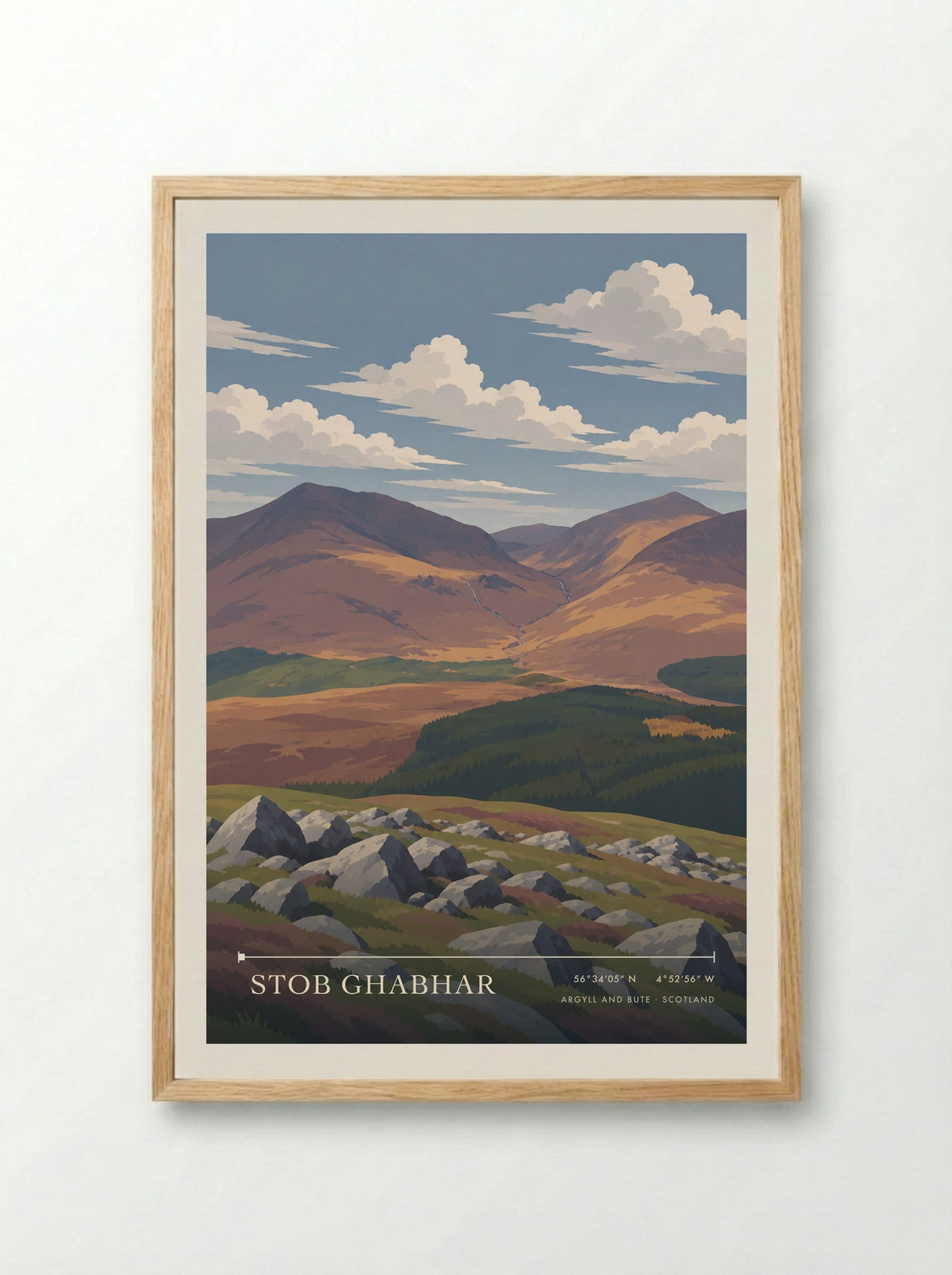 Stob Ghabhar, Argyll and Bute | Travel Poster - Framed Print Wood