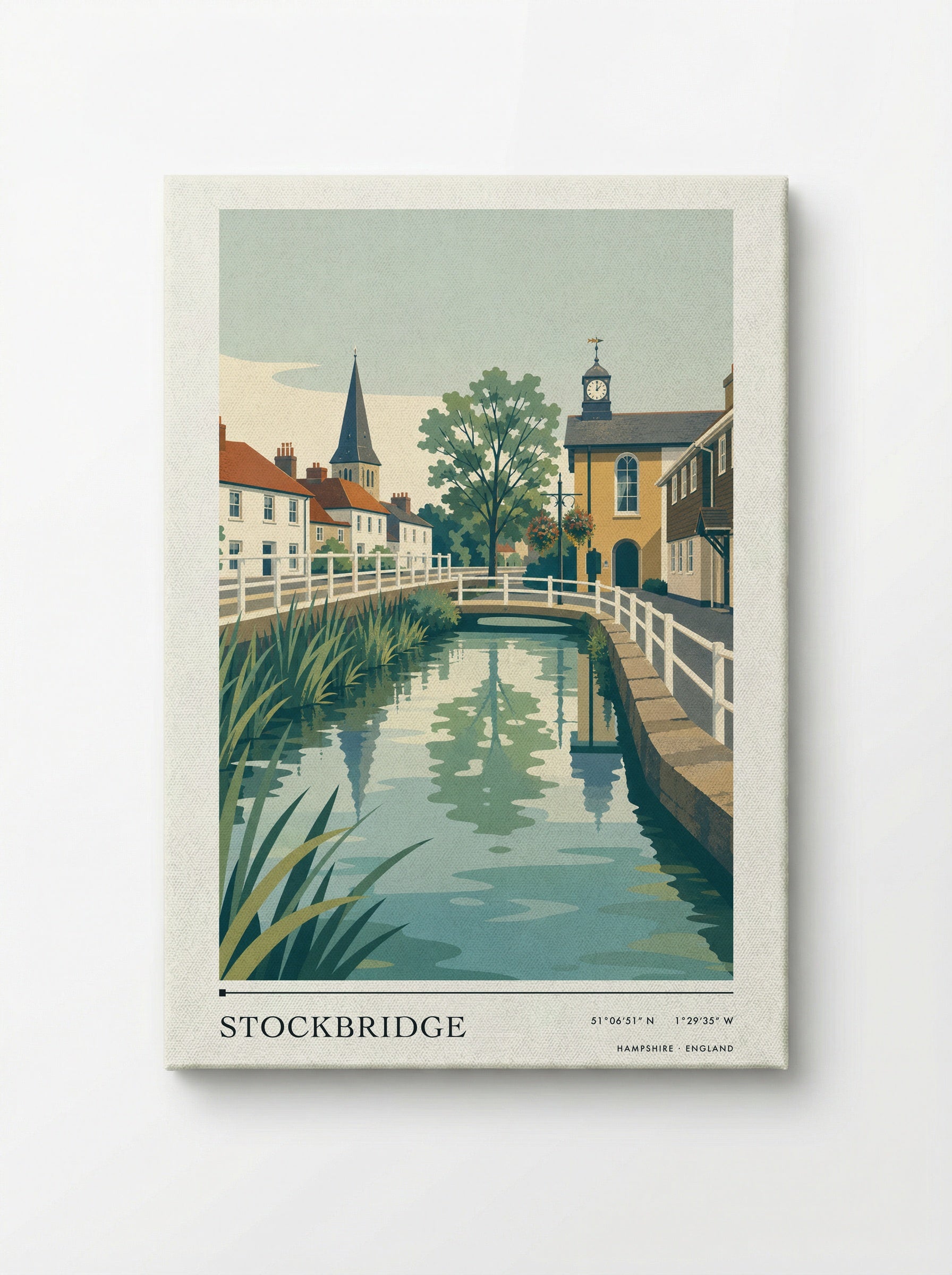 Stockbridge Hampshire England Travel Poster - Canvas