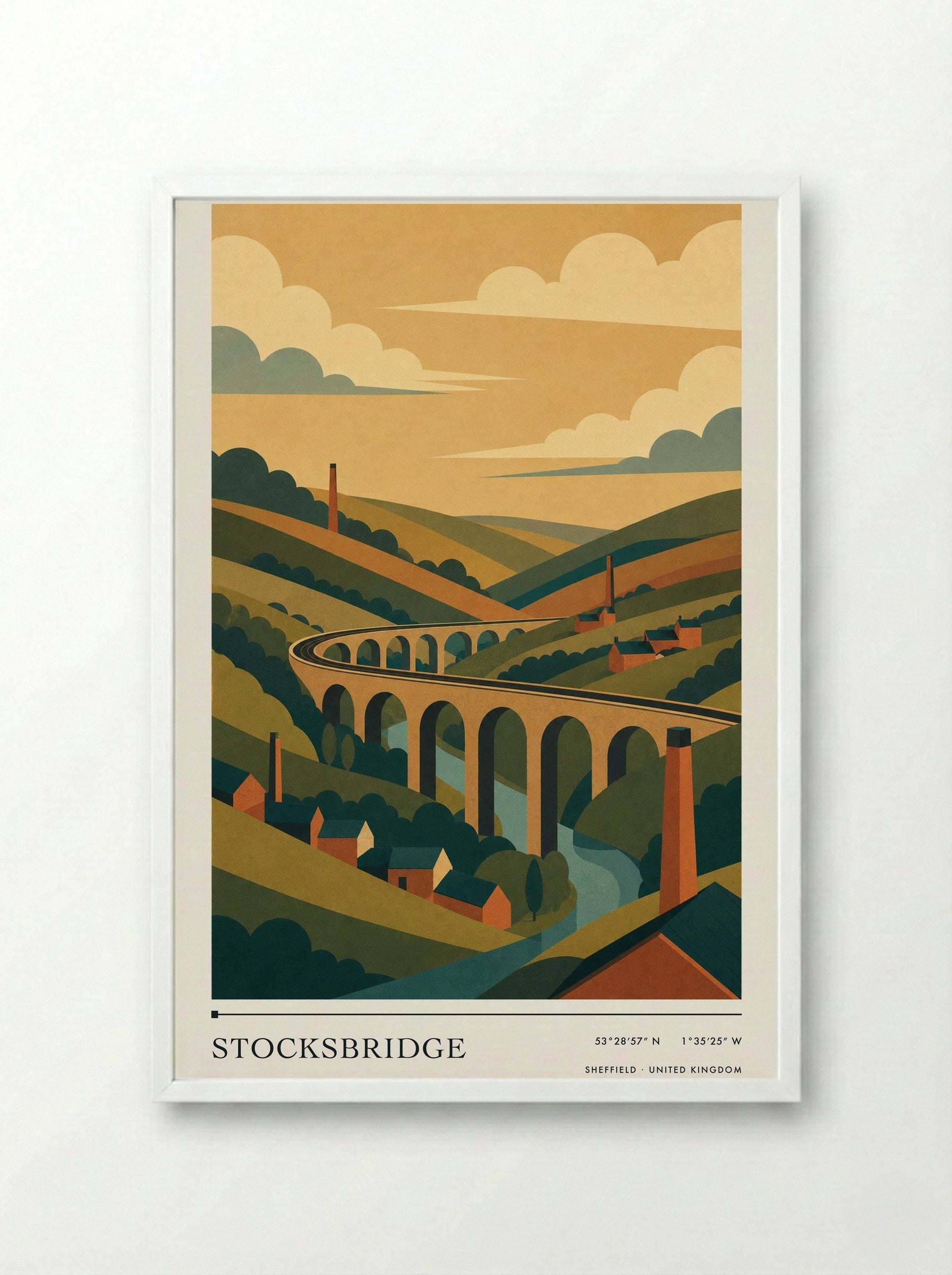 Stocksbridge Sheffield United Kingdom Travel Poster - Framed Print White