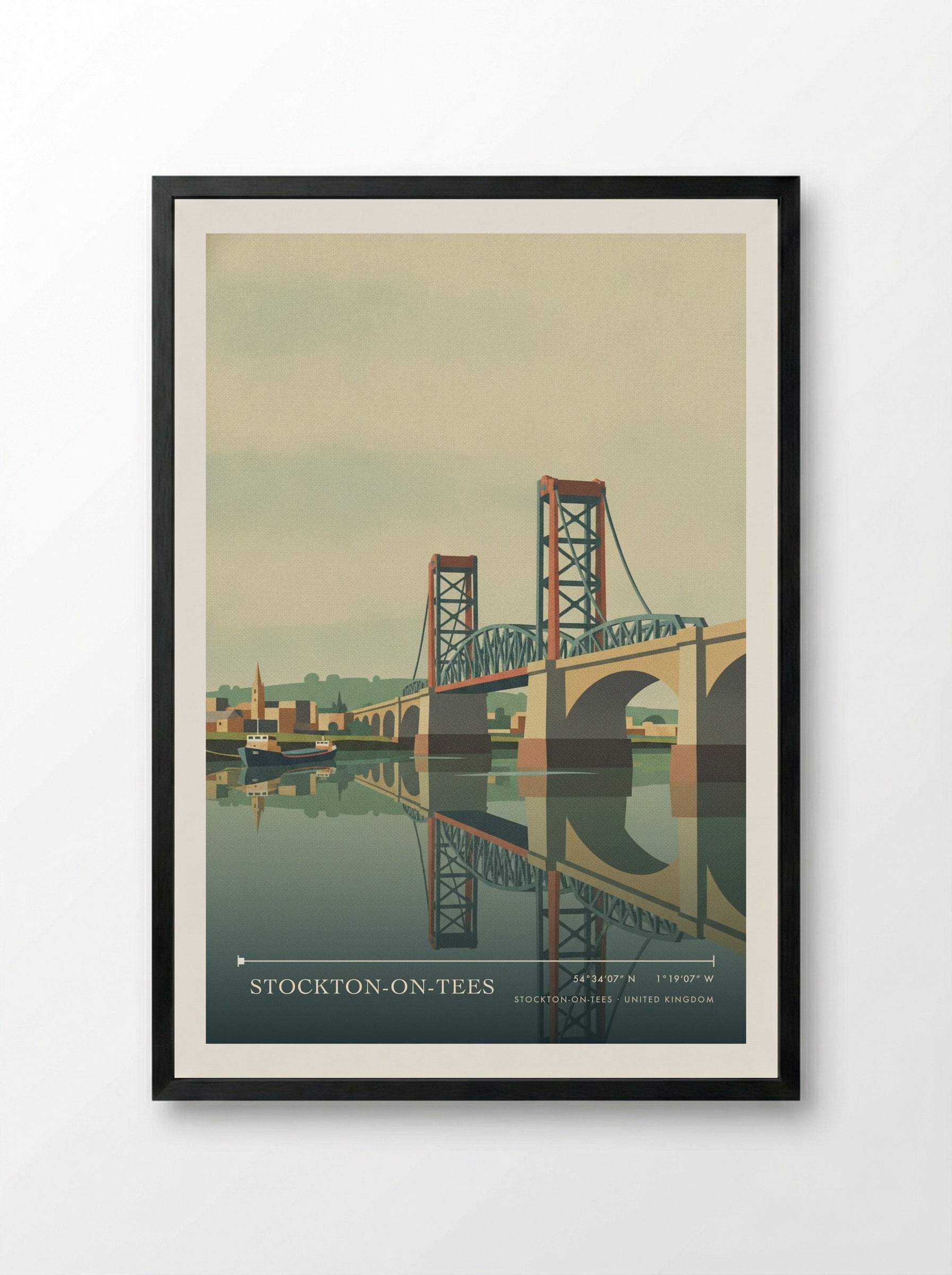 Stockton-on-Tees United Kingdom Travel Poster - Framed Print Black