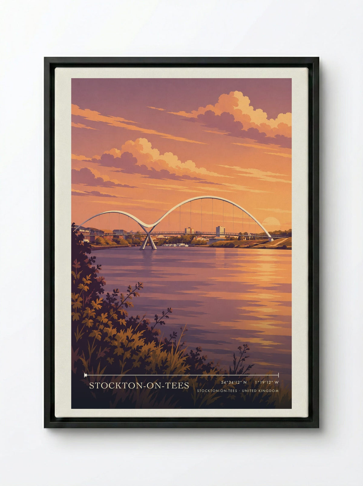 Stockton-on-Tees | Travel Poster - Framed Canvas Black