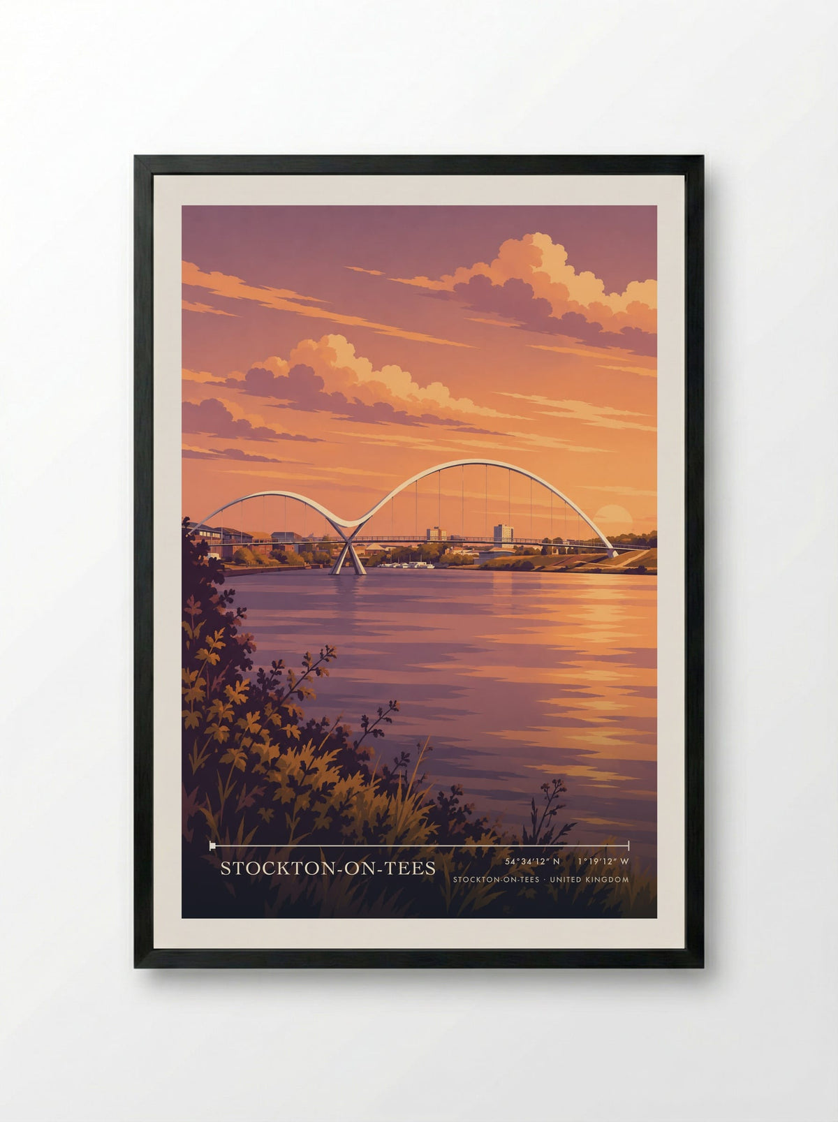 Stockton-on-Tees | Travel Poster - Framed Print Black