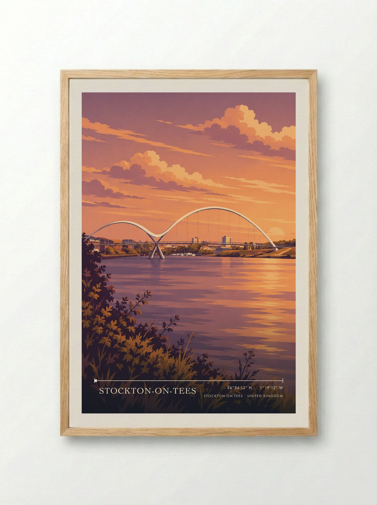 Stockton-on-Tees | Travel Poster - Framed Print Wood