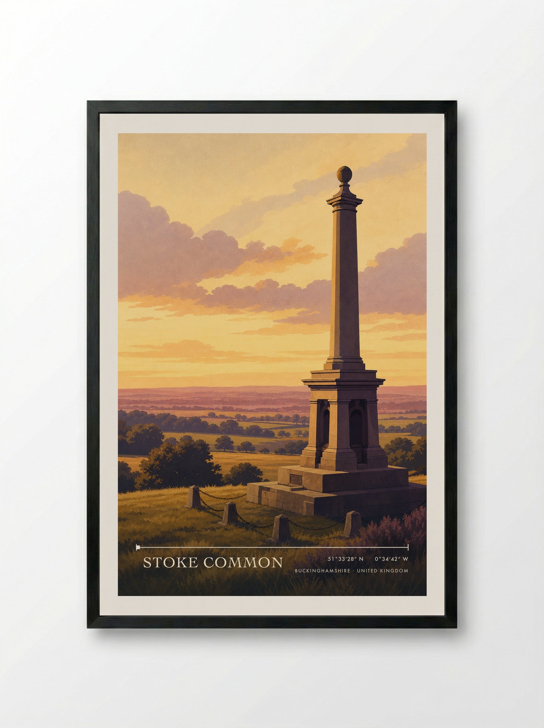Stoke Common Buckinghamshire United Kingdom Travel Poster - Framed Print Black