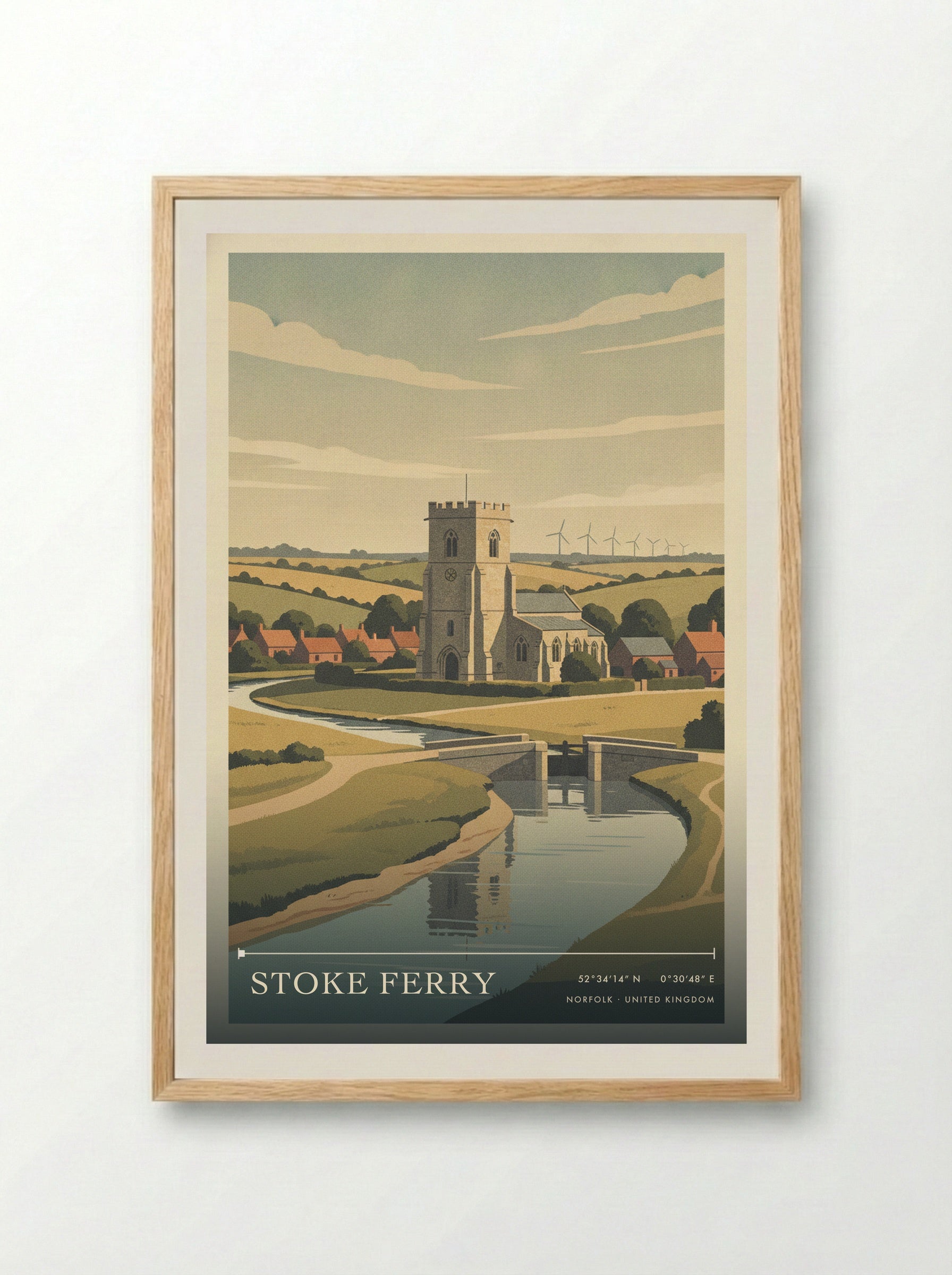 Stoke Ferry Norfolk United Kingdom Travel Poster - Framed Print Wood