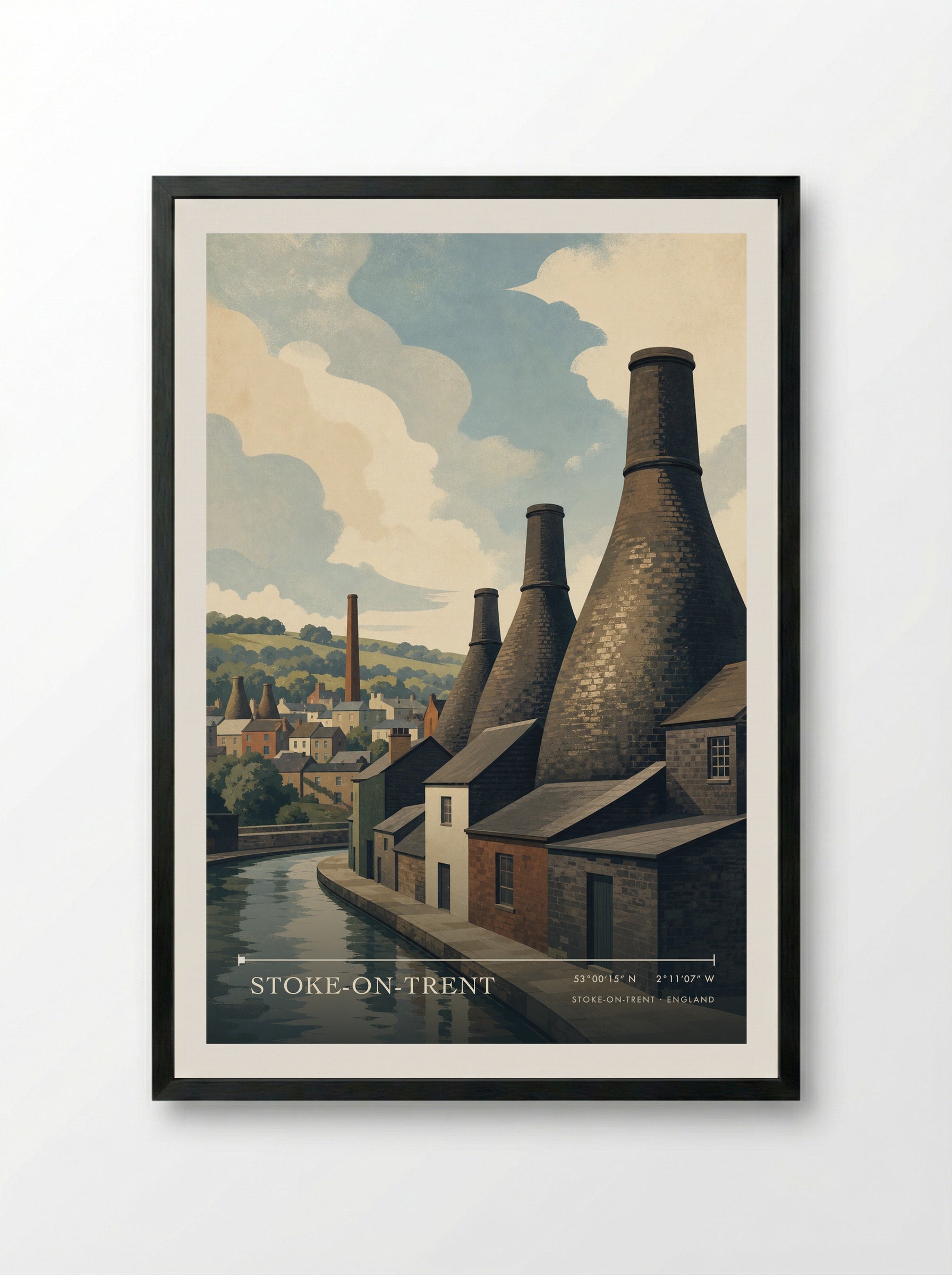 Stoke-on-Trent England Travel Poster - Framed Print Black