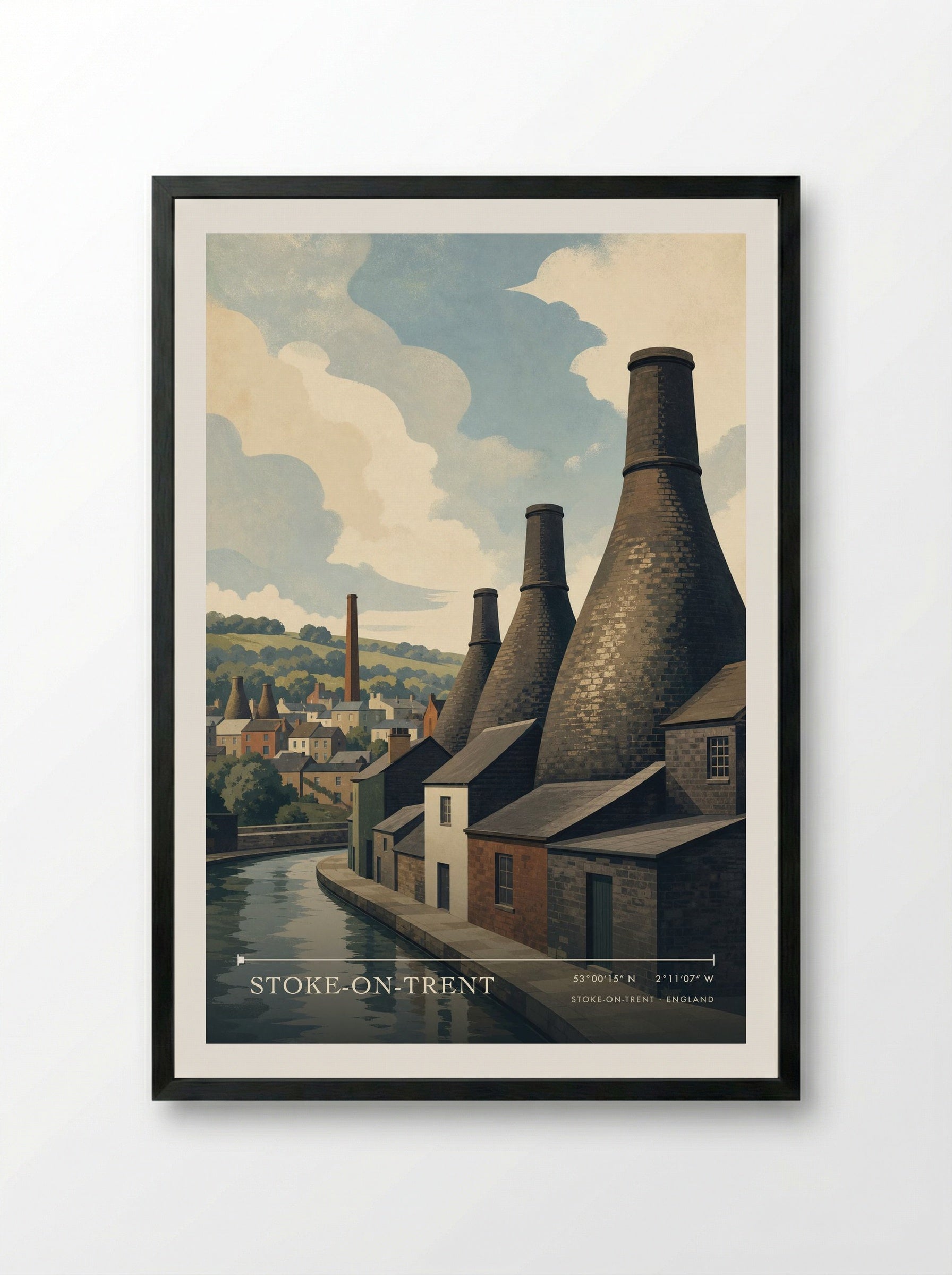 Stoke-on-Trent England Travel Poster - Framed Print Black
