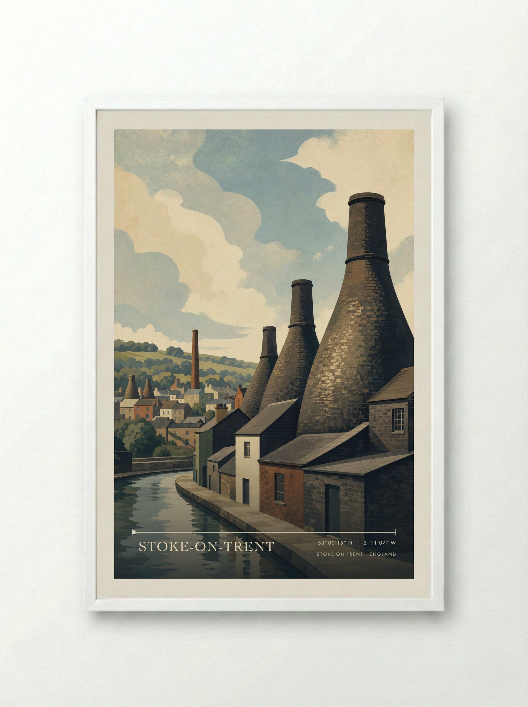 Stoke-on-Trent England Travel Poster - Framed Print White