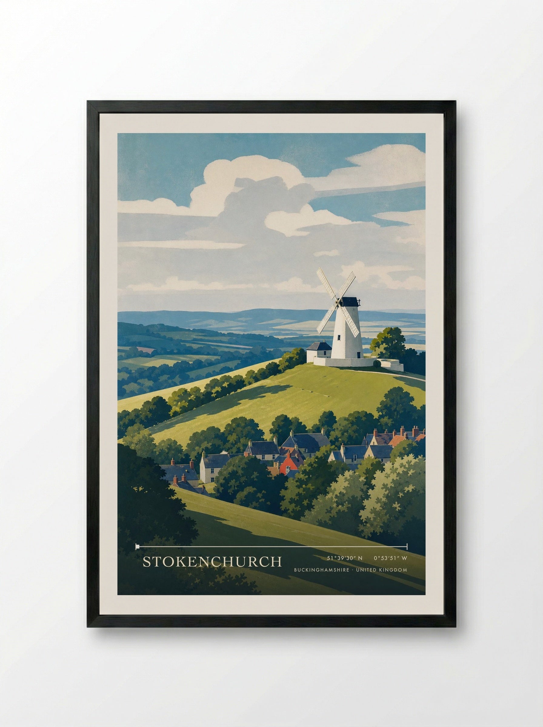 Stokenchurch Buckinghamshire United Kingdom Travel Poster - Framed Print Black
